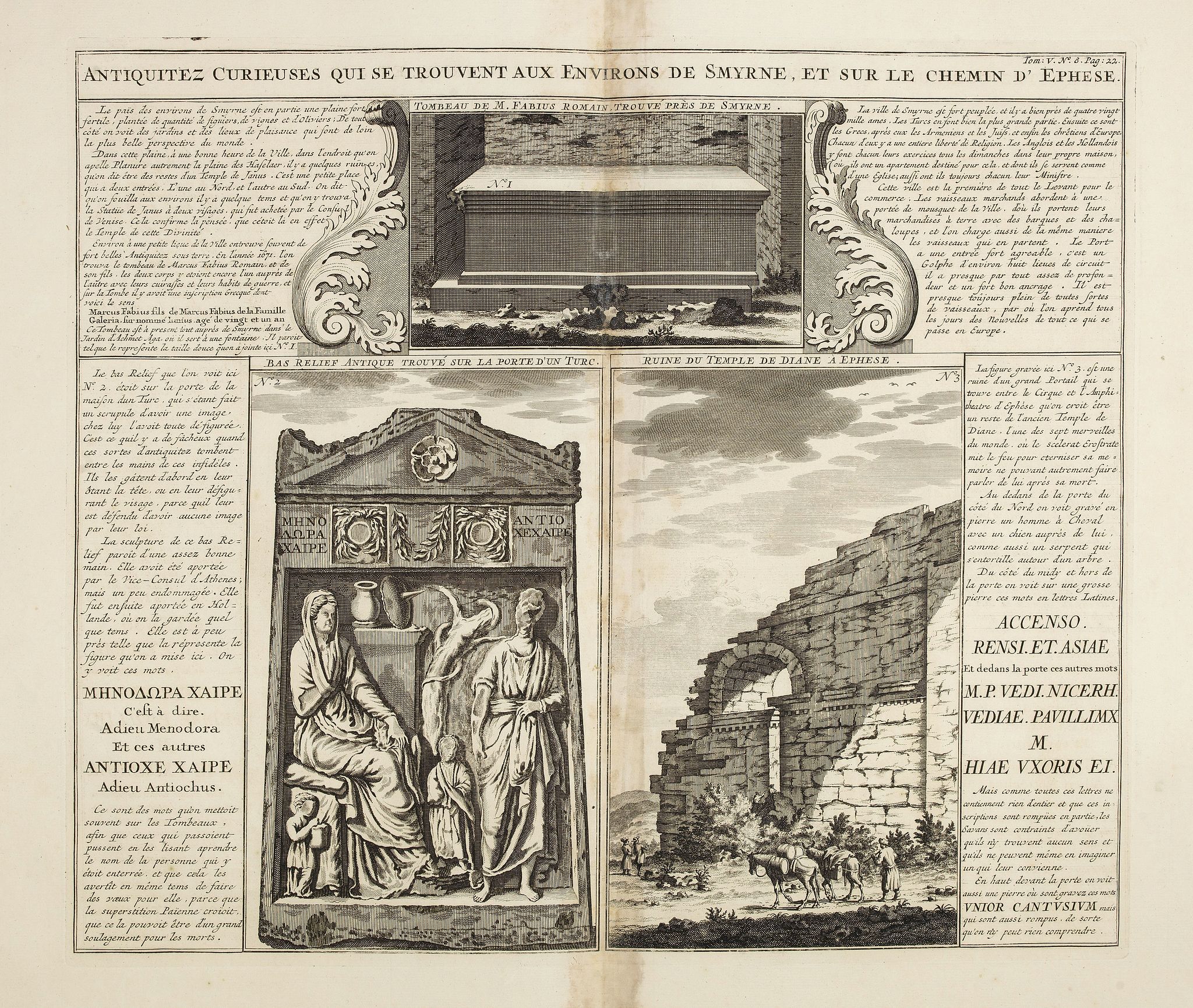 CHATELAIN, H., Antiquités curieuses de qui se trouvent aux environs de Smyrne, et sur le chemin d´Ephese., antique map, old maps