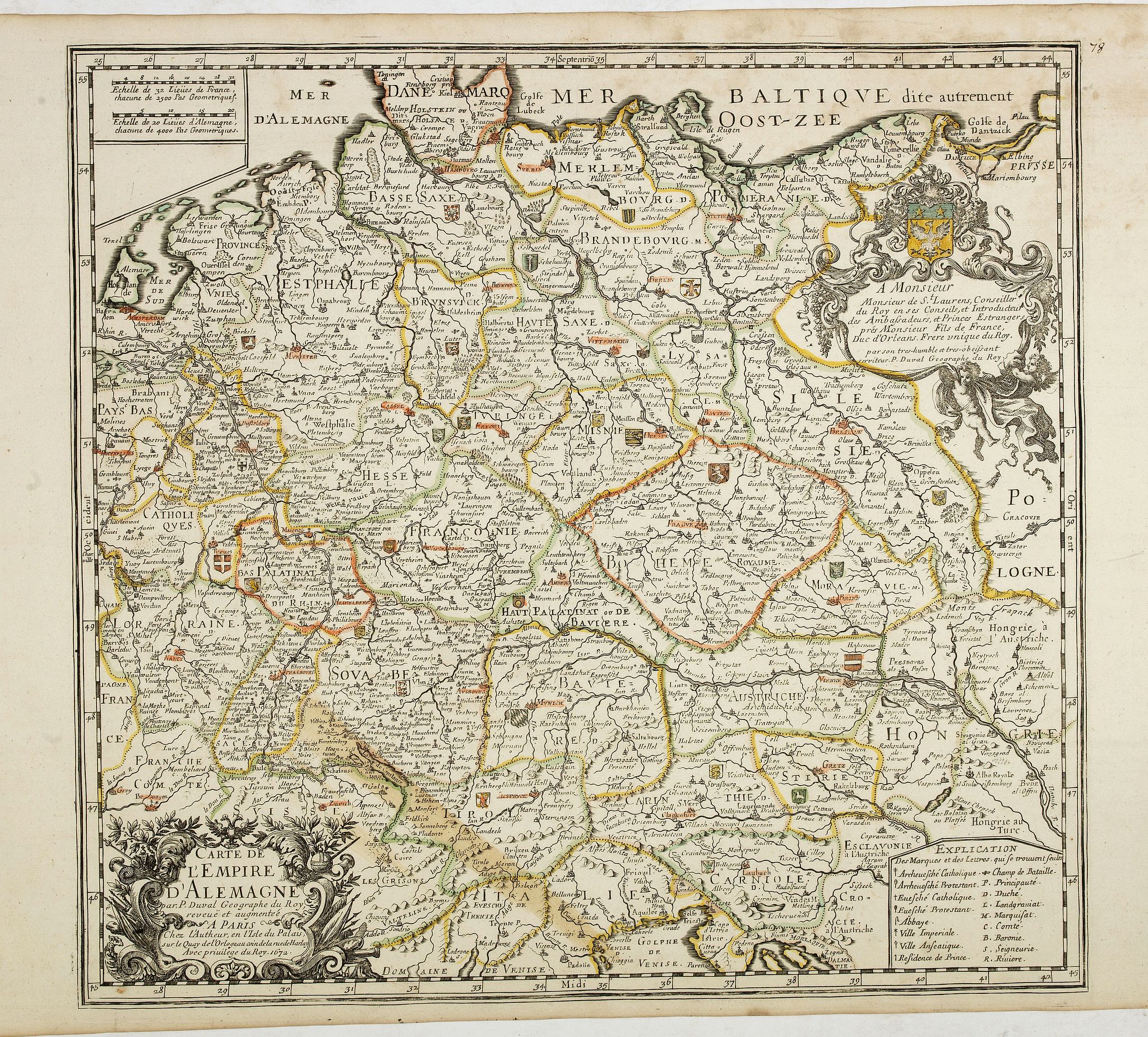 DU VAL, P., Carte de L'Empire d'Alemagne par P. Duval. . ., antique map, old maps