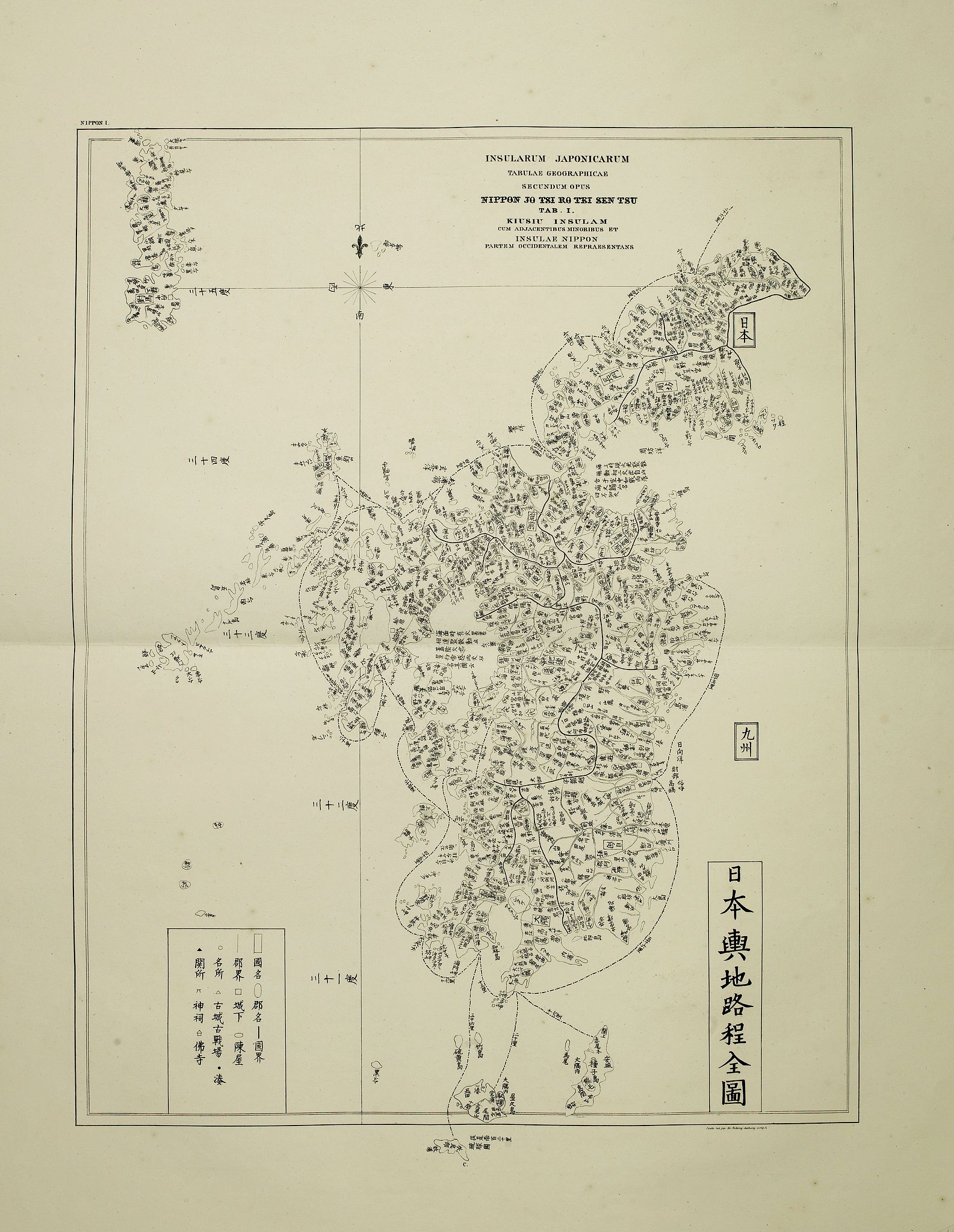 VON SIEBOLD, P. Fr. B., Insularum Japonicarum tabulae geographicae secundum opus NIPPON JO TSI RO TEI SEN TSU Tab. I Kiusui Insularum. . ., antique map, old maps