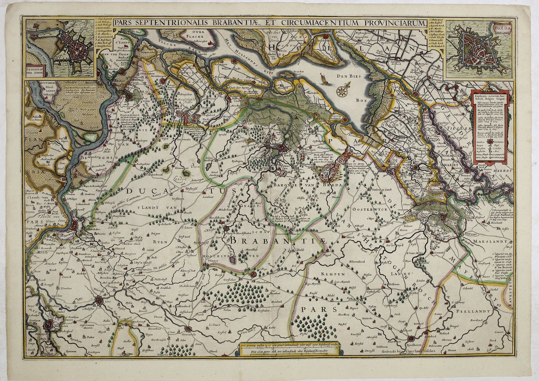 VISSCHER, C.J., Pars Septentrionalis Brabantiae, et circumiacentium Provinciarum., antique map, old maps