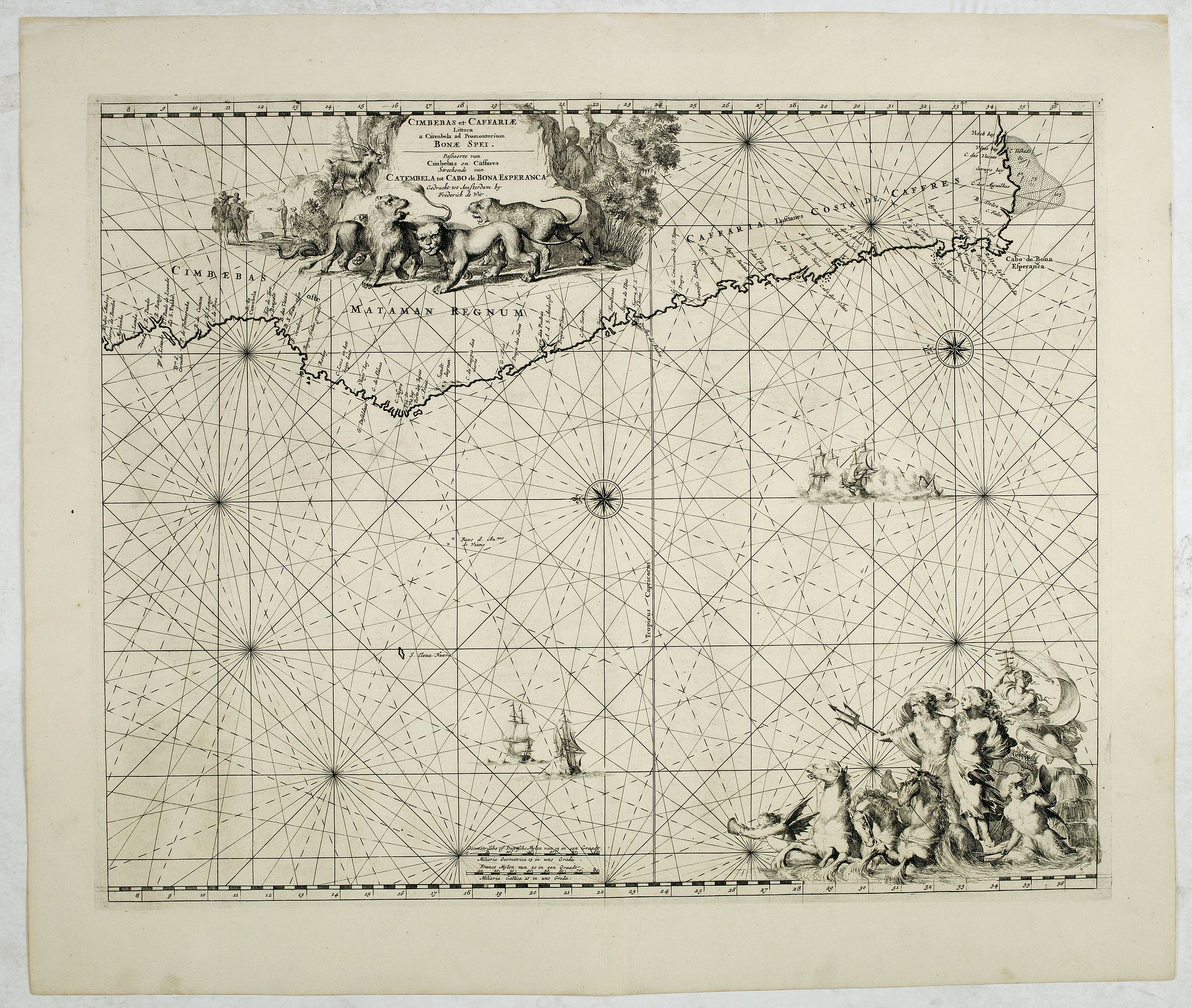 DE WIT, F., Cimbebas et Caffariae Littora a Catenbela ad Promontorium. . ., antique map, old maps