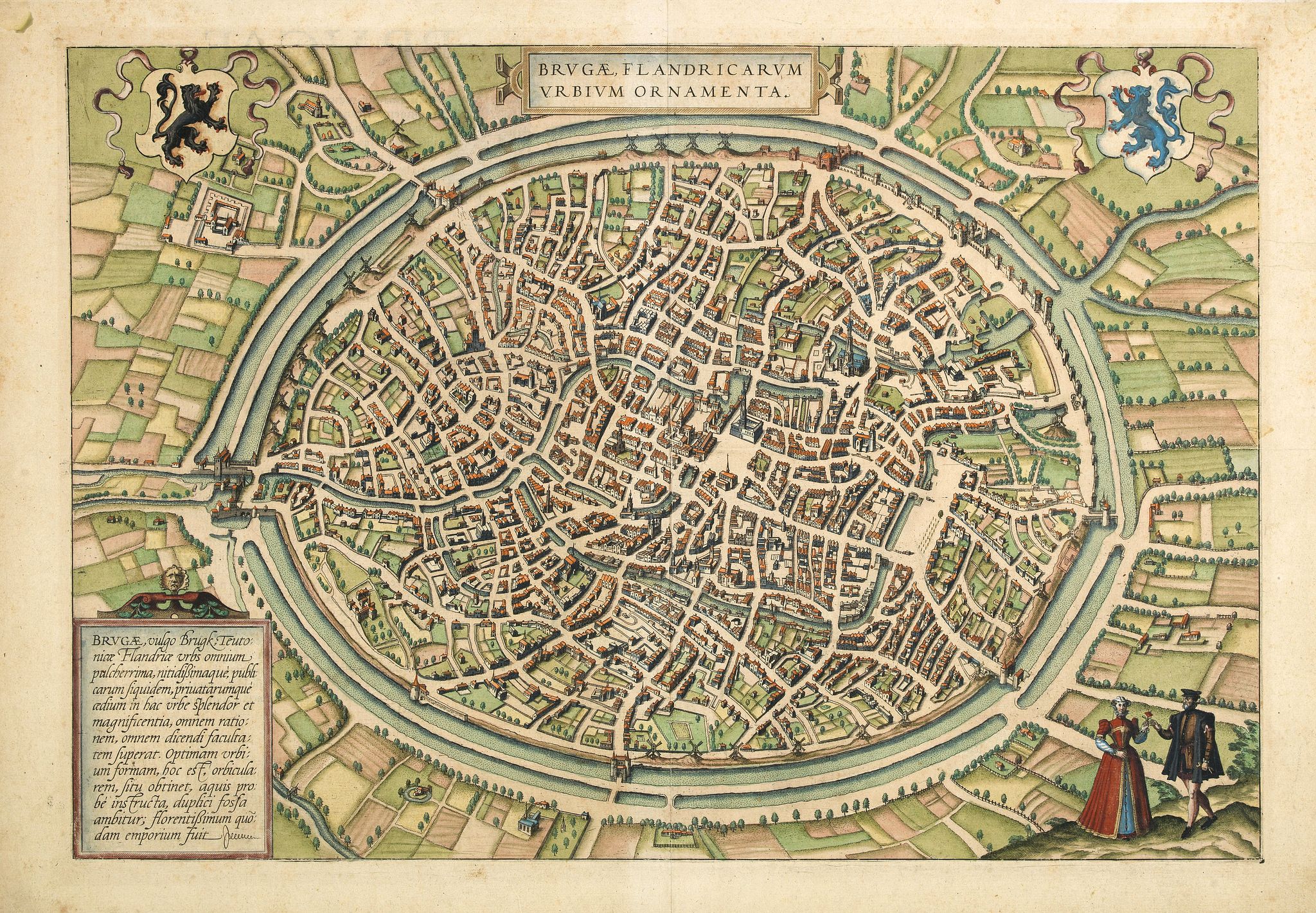 BRAUN, G./ HOGENBERG, F., Brugae, Flandricarum Urbium Ornamenta. (Brugge), antique map, old maps
