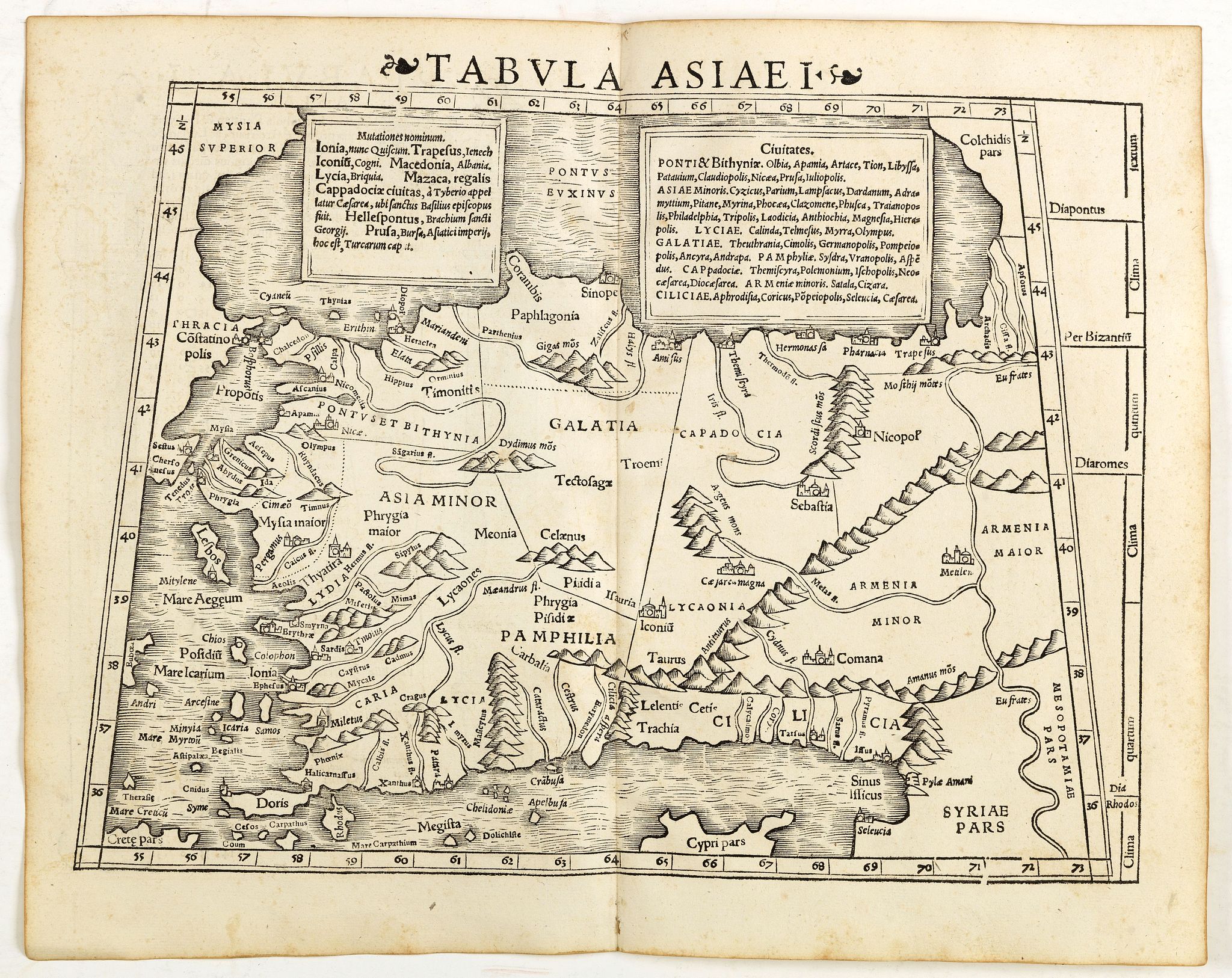 MÜNSTER, S., Tabula Asiae I (Turkey), antique map, old maps
