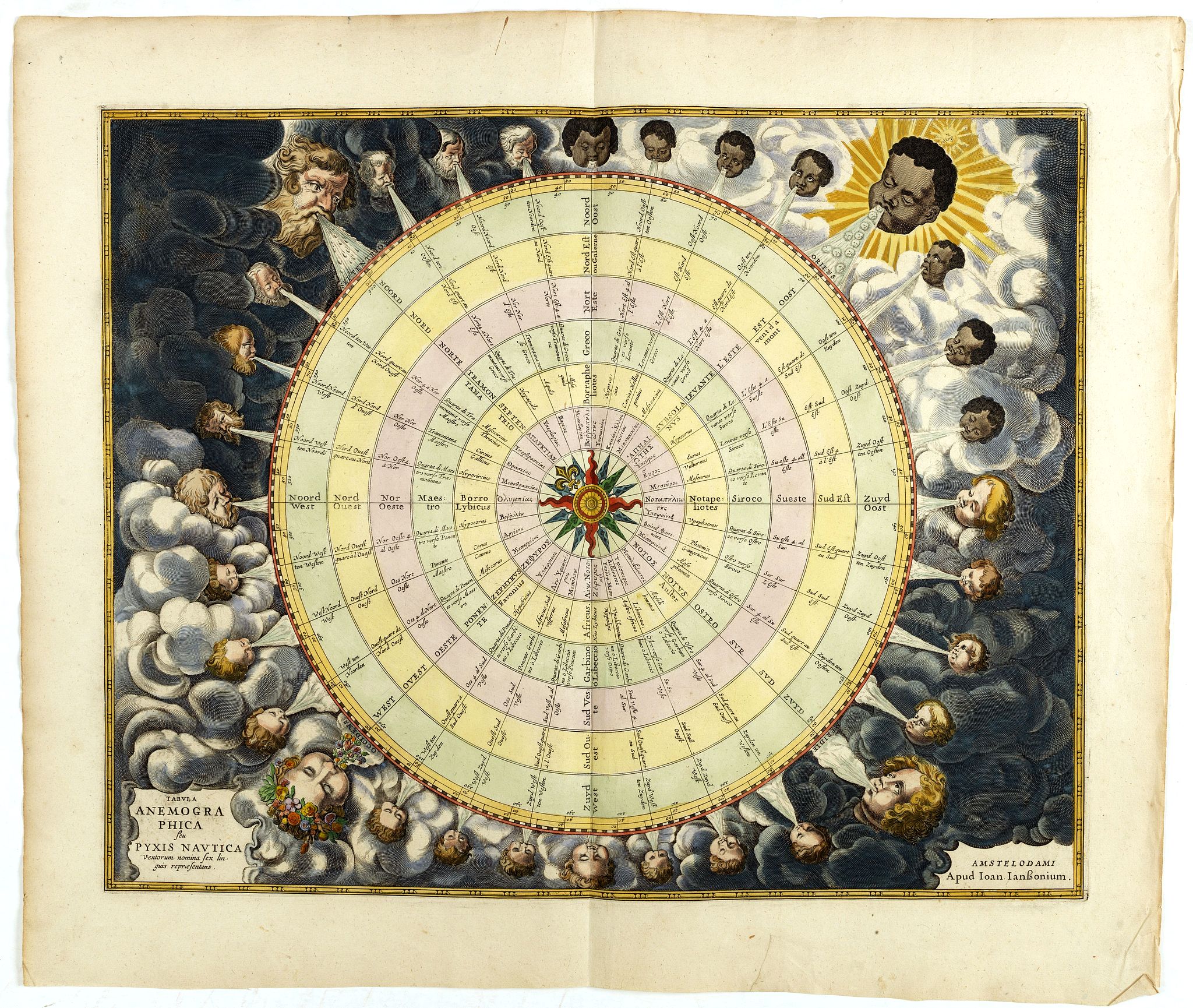 JANSSONIUS, J., Tabula Anemographica seu Pyxis Nautica., antique map, old maps
