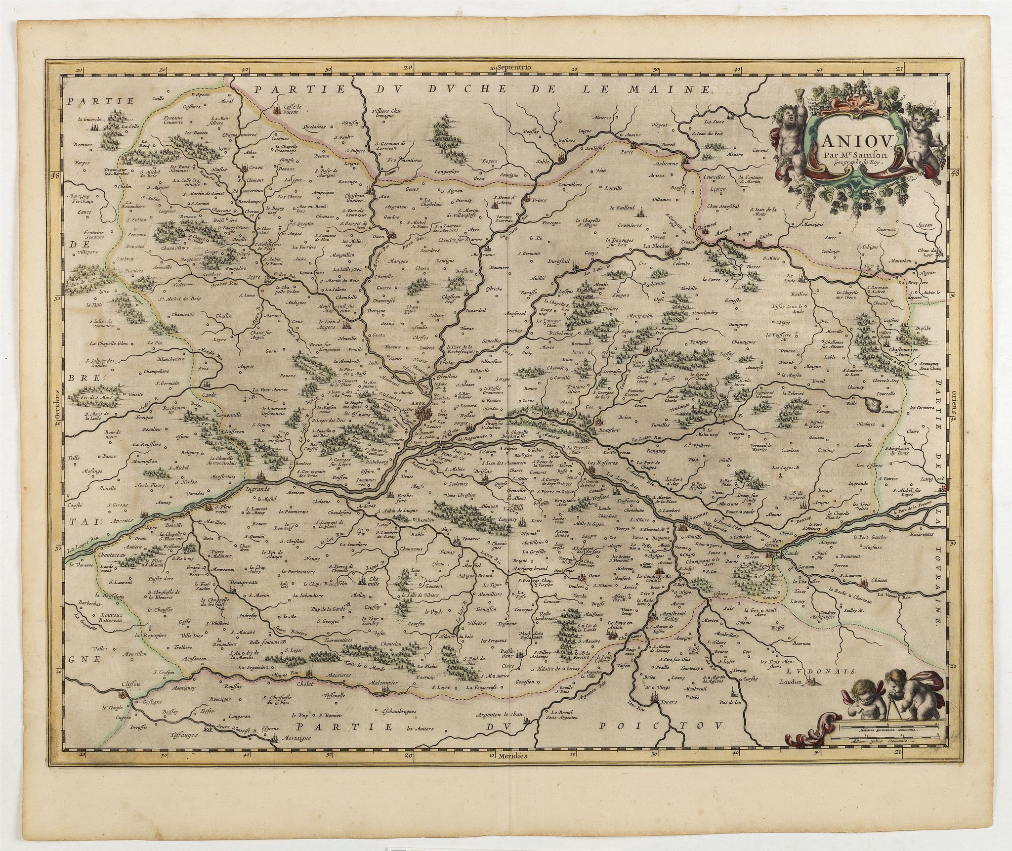 JANSSONIUS, J., Aniou. . ., antique map, old maps