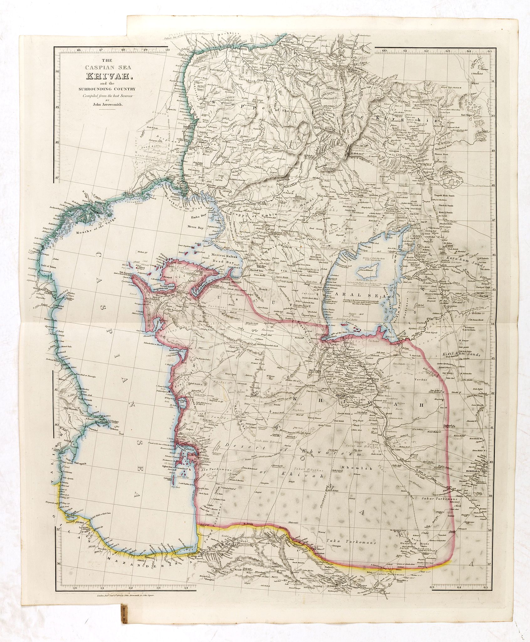 ARROWSMITH, John, The Caspian sea Khivah and the surrounding country, antique map, old maps