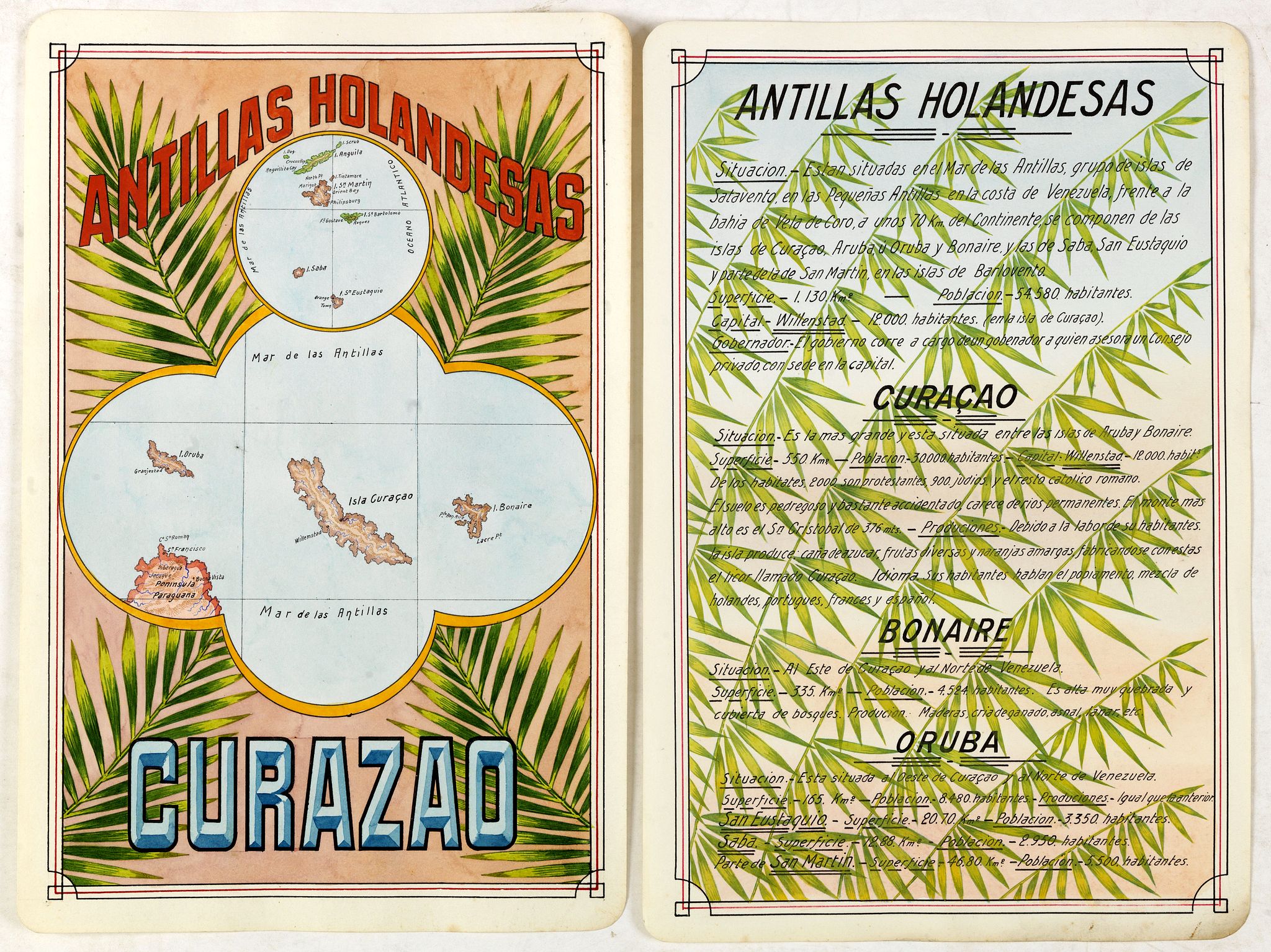 RAGGIO, Antonio F., Antilla Holandesas. Curazao., antique map, old maps