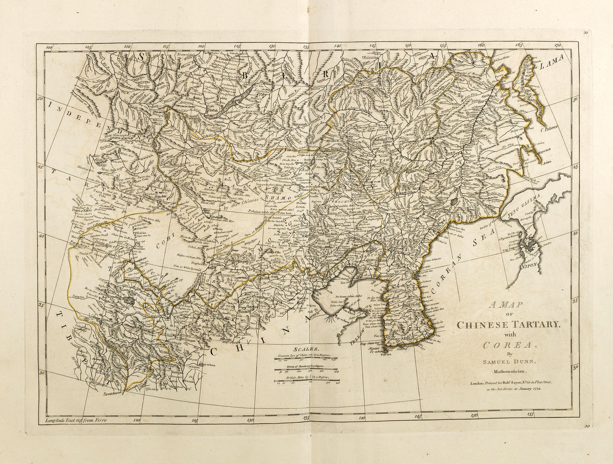 DUNN, S., A map of Chinese Tartary with Corea., antique map, old maps