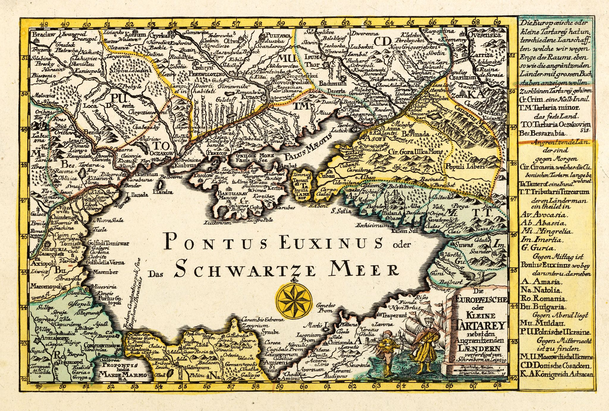 SCHREIBER, J.G., Die Europaeische oder kleine Tartarey, nebst den angraentzenden Laendern. . ., antique map, old maps