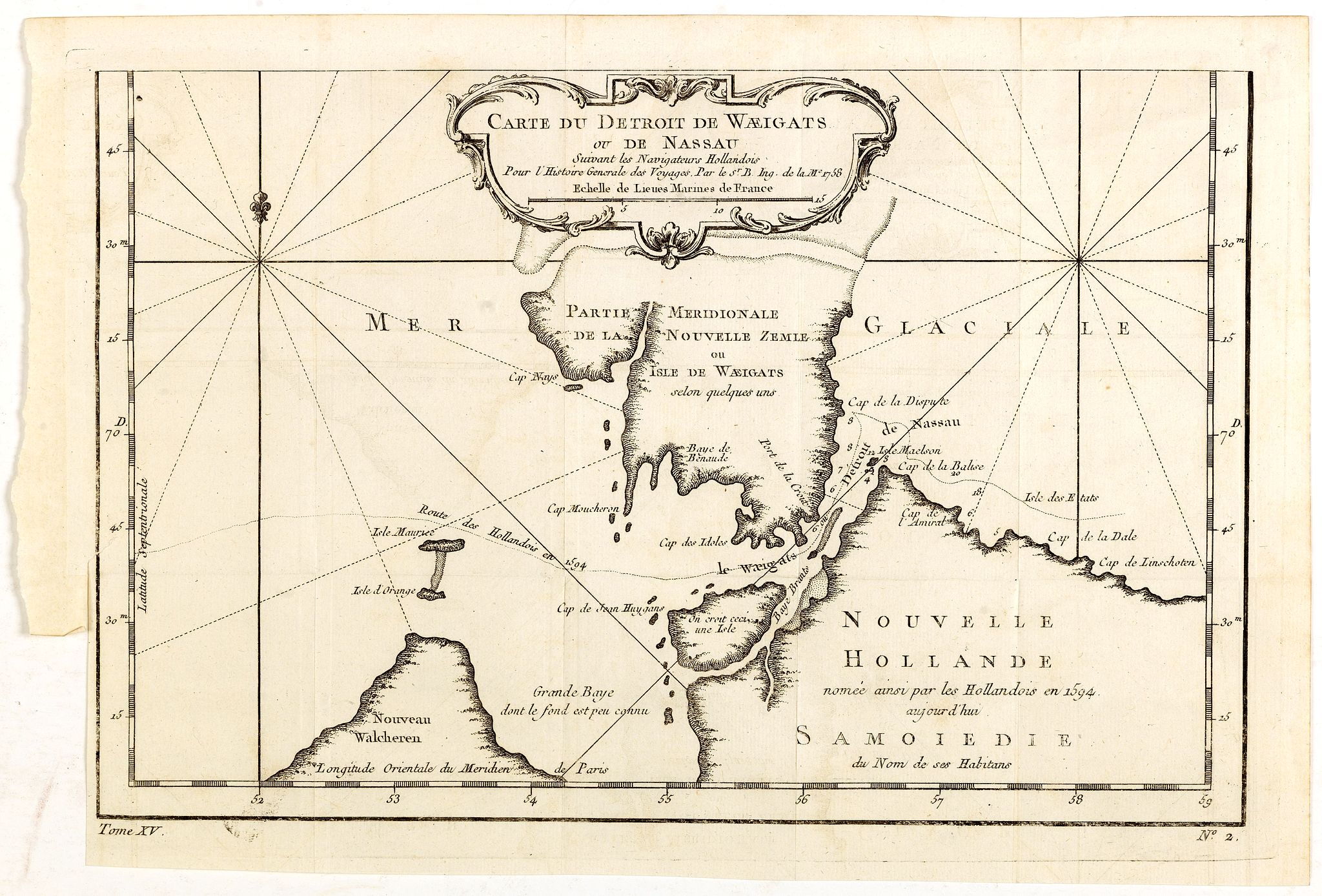 BELLIN, J.N., Carte Du Detroit de Waeigats ou De Nassau…, antique map, old maps