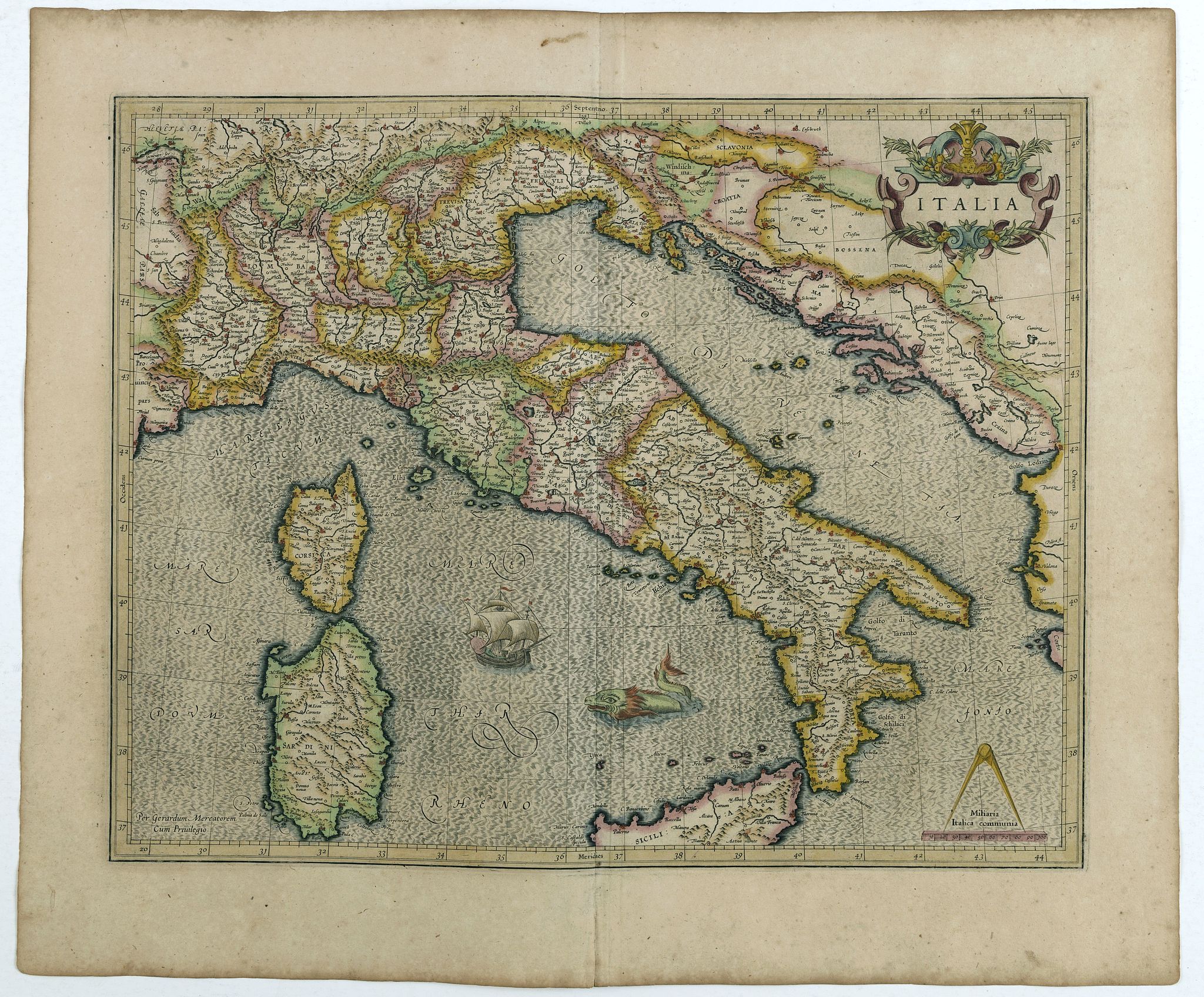 MERCATOR, G. / HONDIUS, J., Italia., antique map, old maps