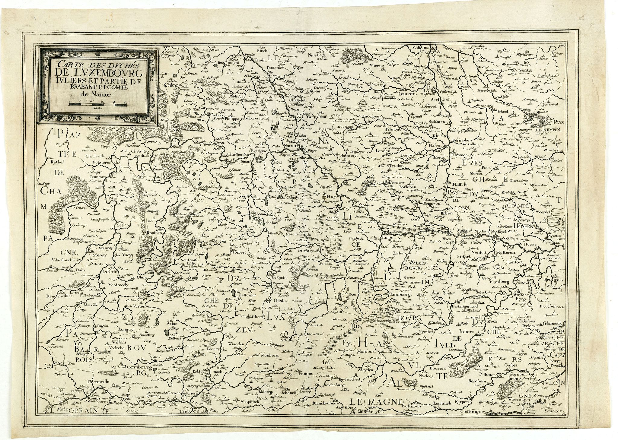 TASSIN, N., Carte des Duches de Luxembourg Iuliers et Partie de Brabant et Comte de Namur., antique map, old maps