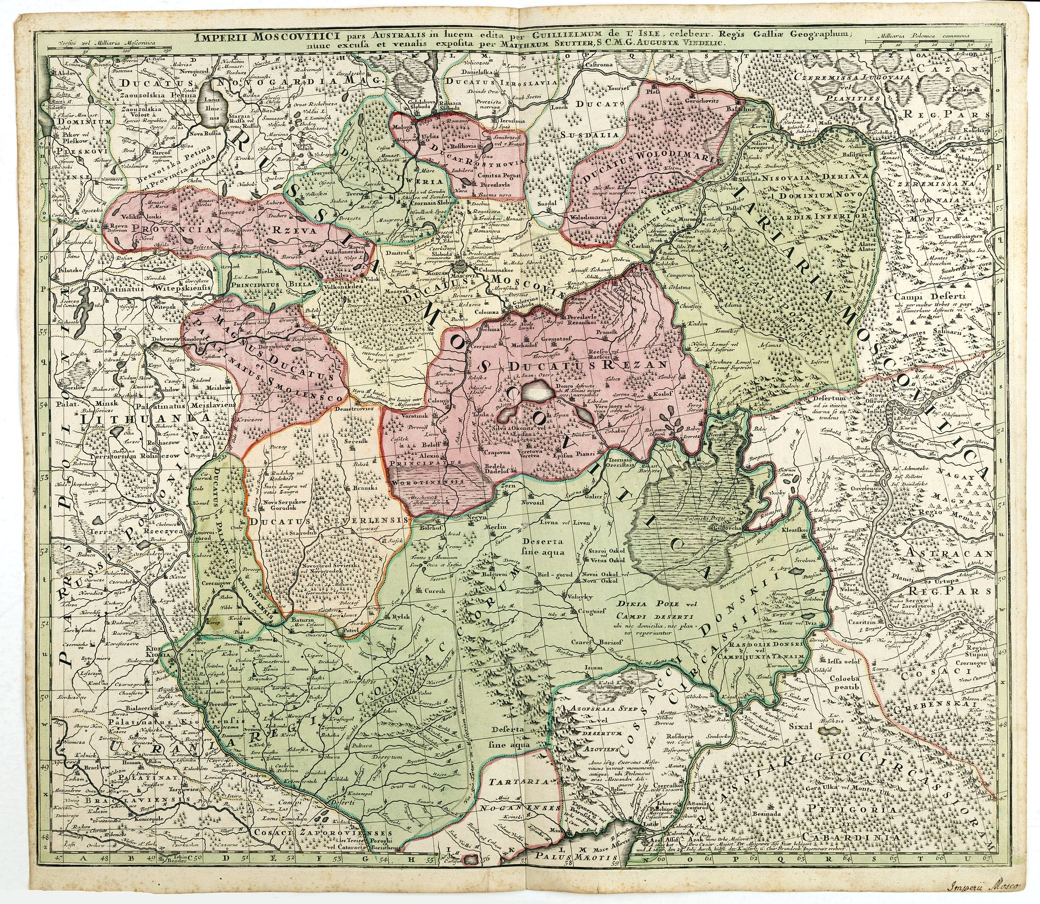 SEUTTER, M., Imperii Moscovitici pars Australis., antique map, old maps