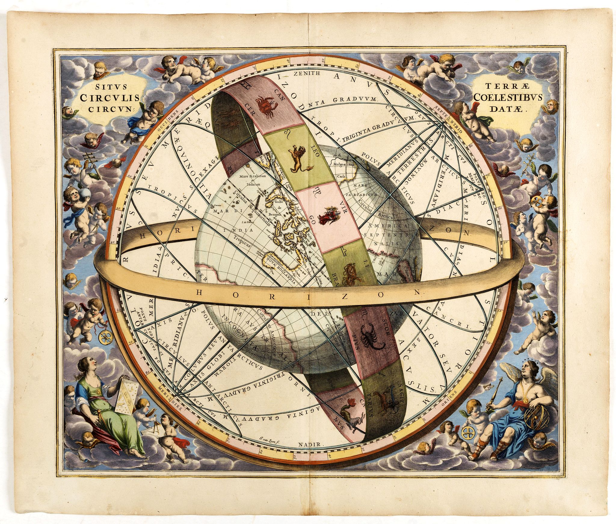 CELLARIUS, A., Situs Terrae Circulis Coelestibus circundatae. . ., antique map, old maps
