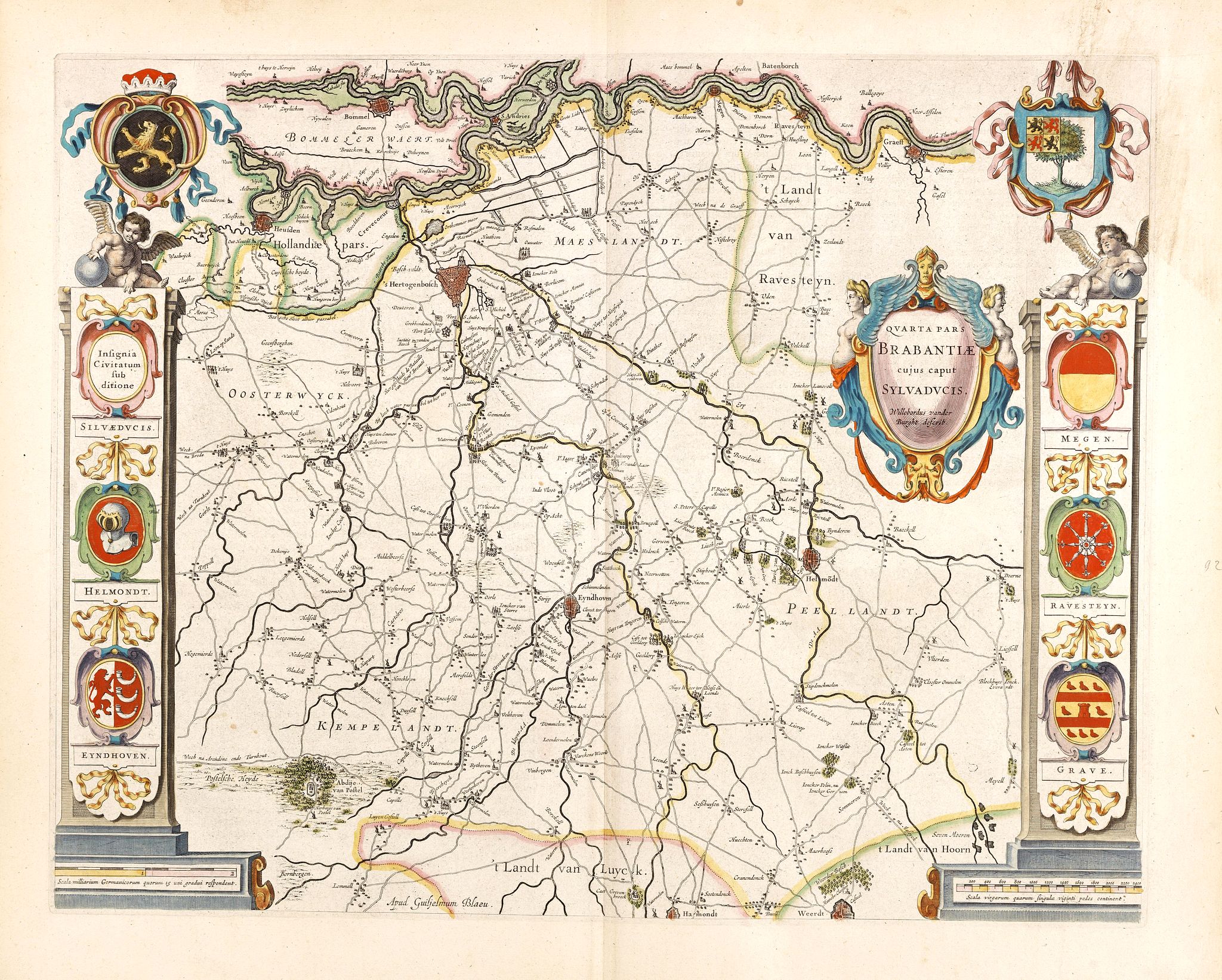 BLAEU, W., Quarta pars Brabantiae cujus caput Sylvaducis., antique map, old maps