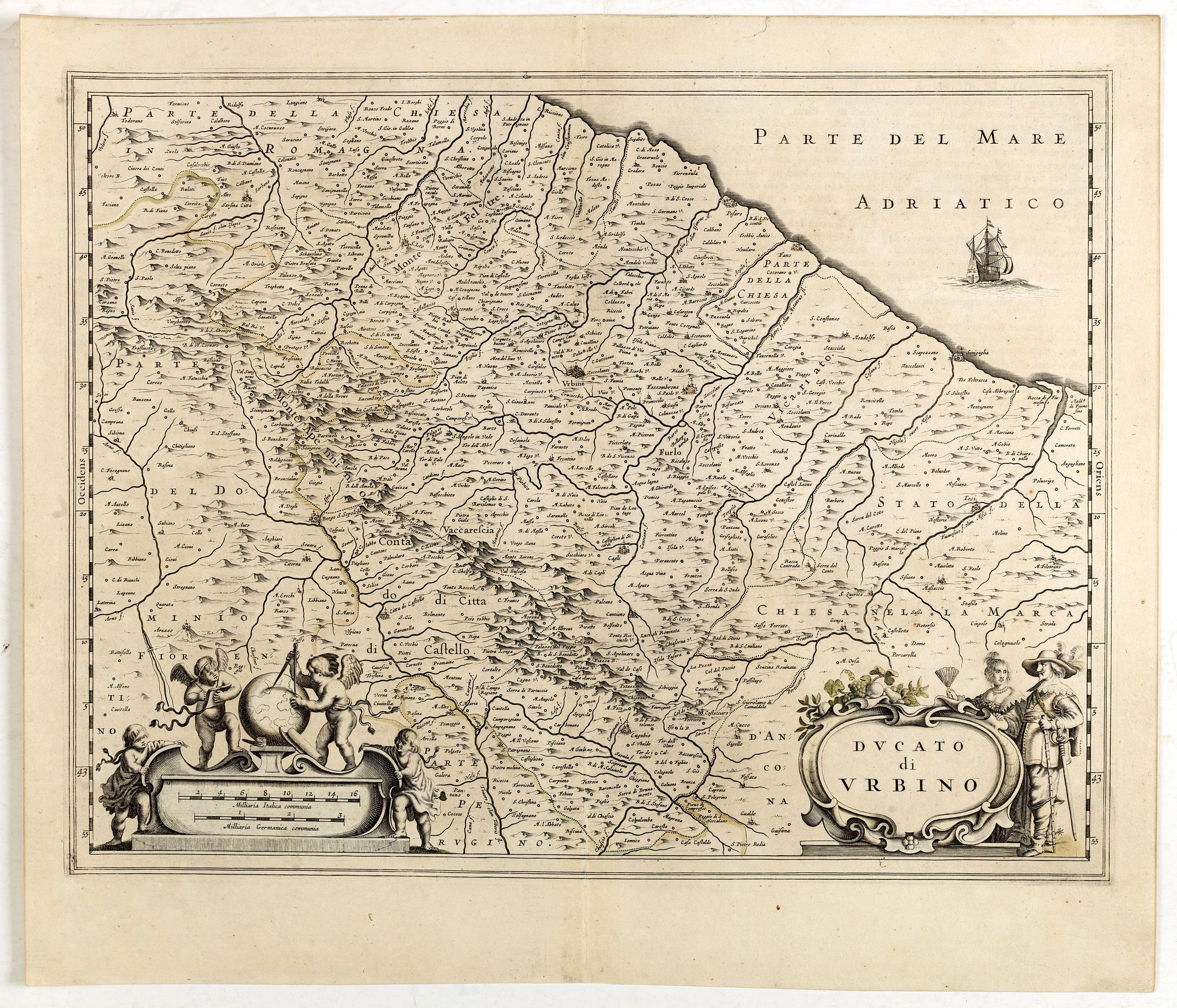 BLAEU, W., Ducato di Urbino., antique map, old maps