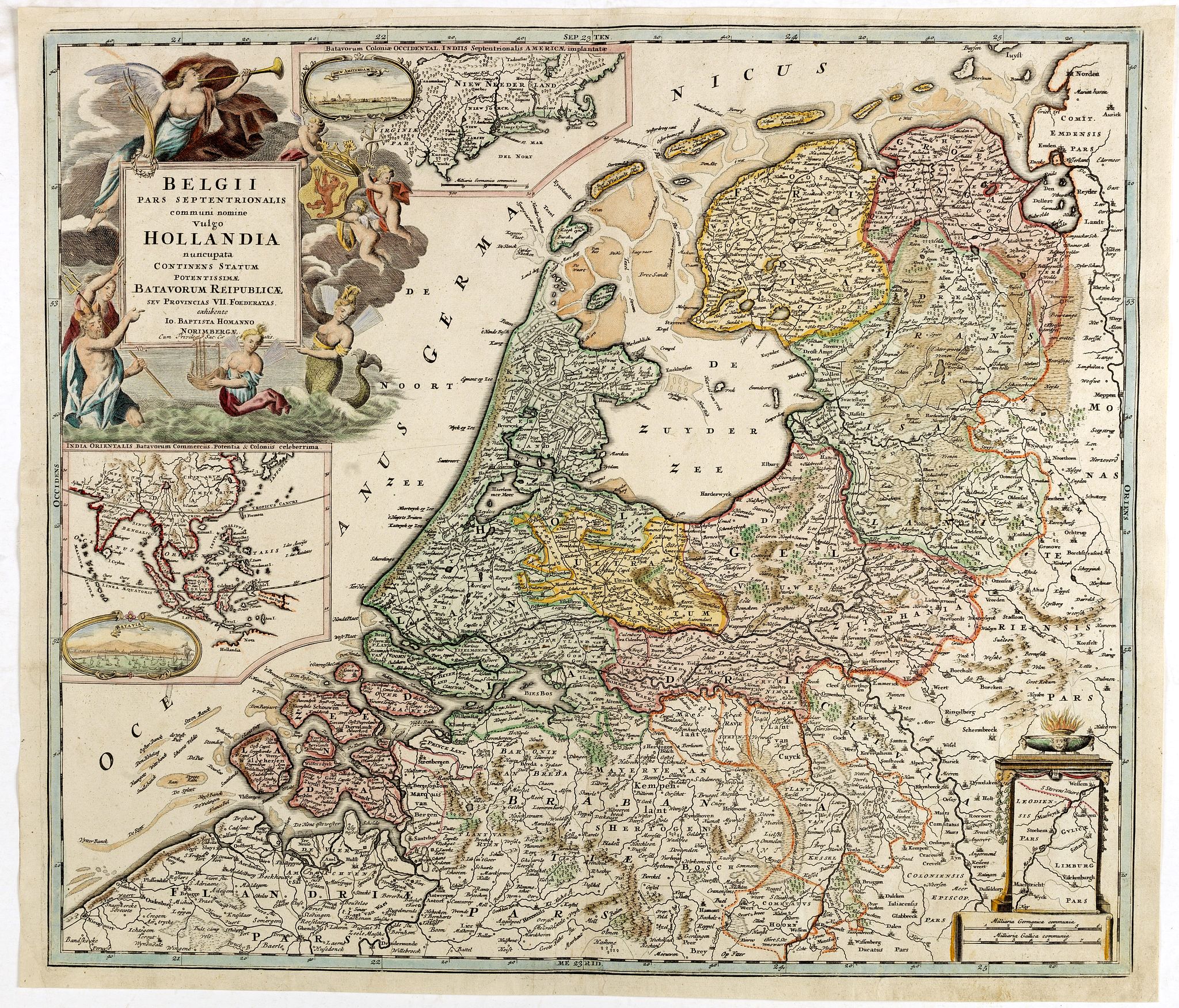 HOMANN, J.B., Belgii pars Septentrionalis vulgo Hollandia. . ., antique map, old maps