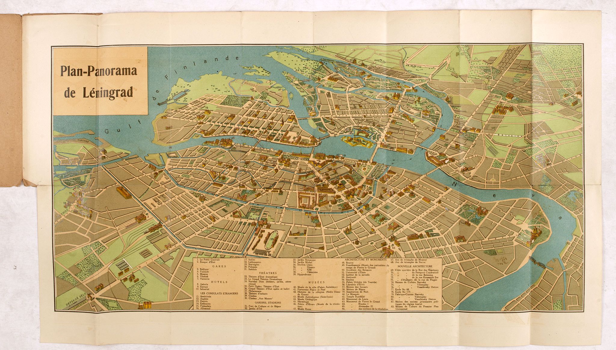 INTOURIST, Plan-Panorama de Léningrad., antique map, old maps