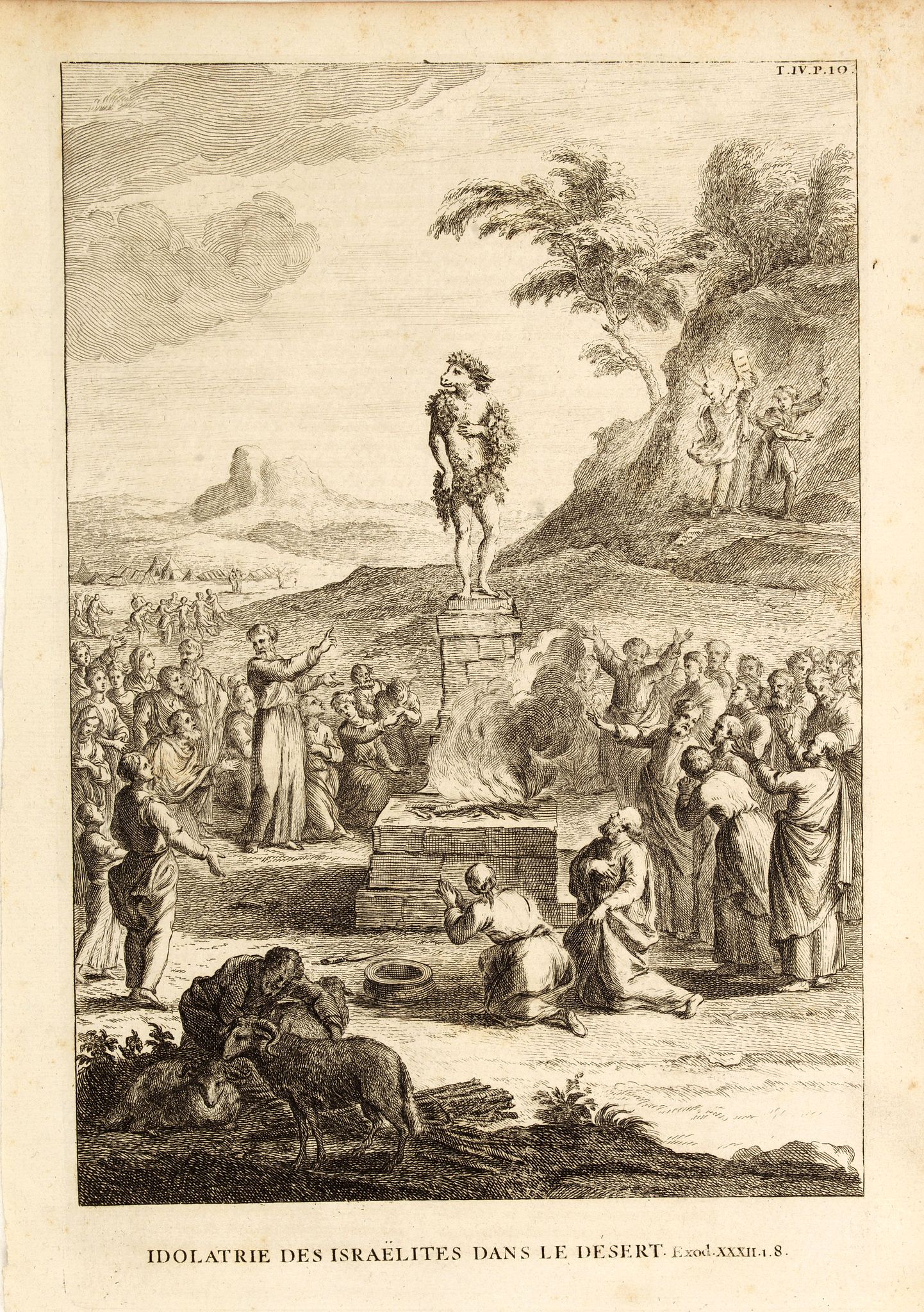 BLANCHARD, Th., Idolatrie du veau d'or des Israelites dans le desert. Exod. XXXII.1.8., antique map, old maps