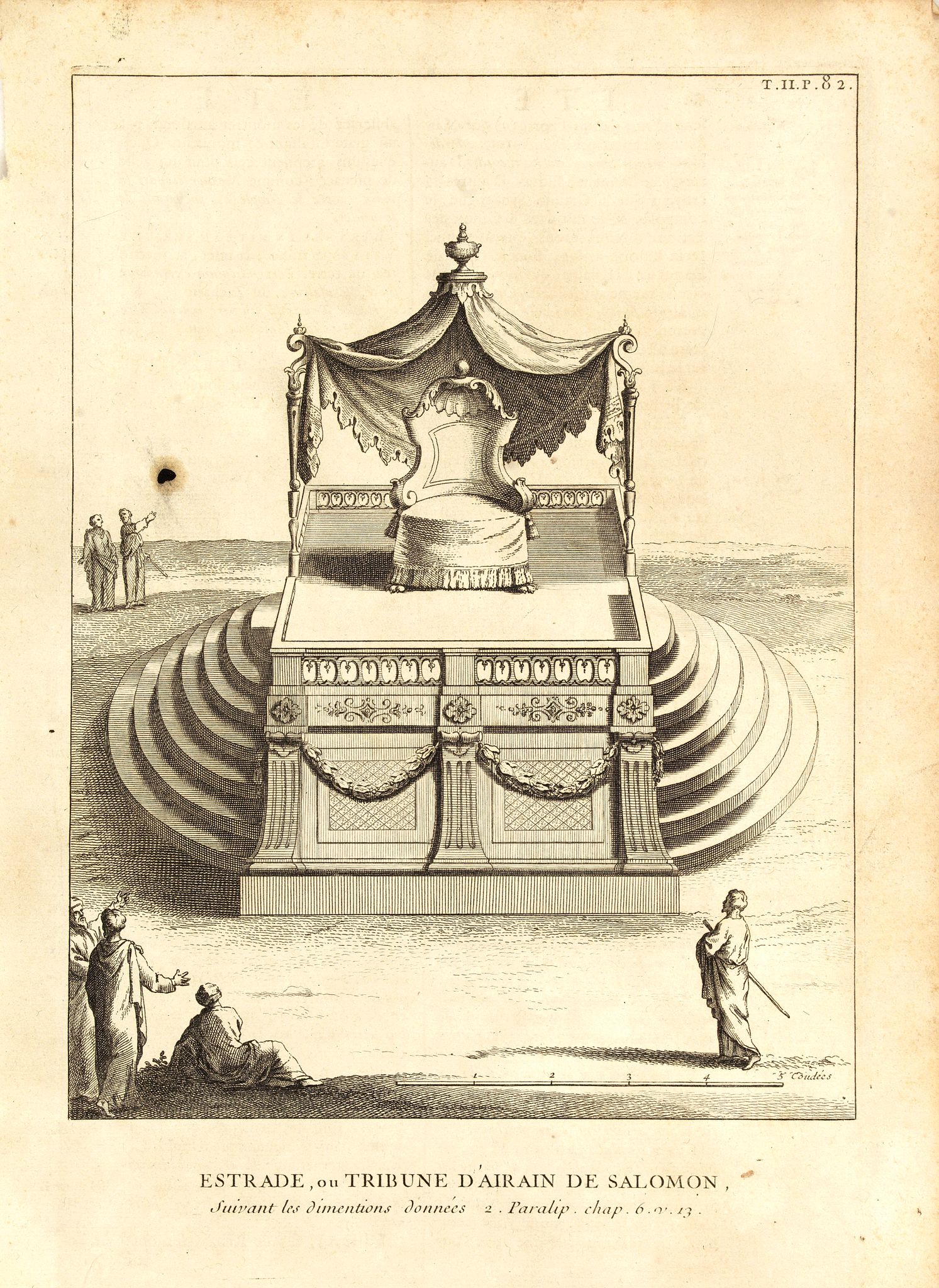 BLANCHARD, Th., Estrade, ou Tribune d'Airin de Salomon, suivant les dimensions données 2.Paralip. chap6. v13, antique map, old maps