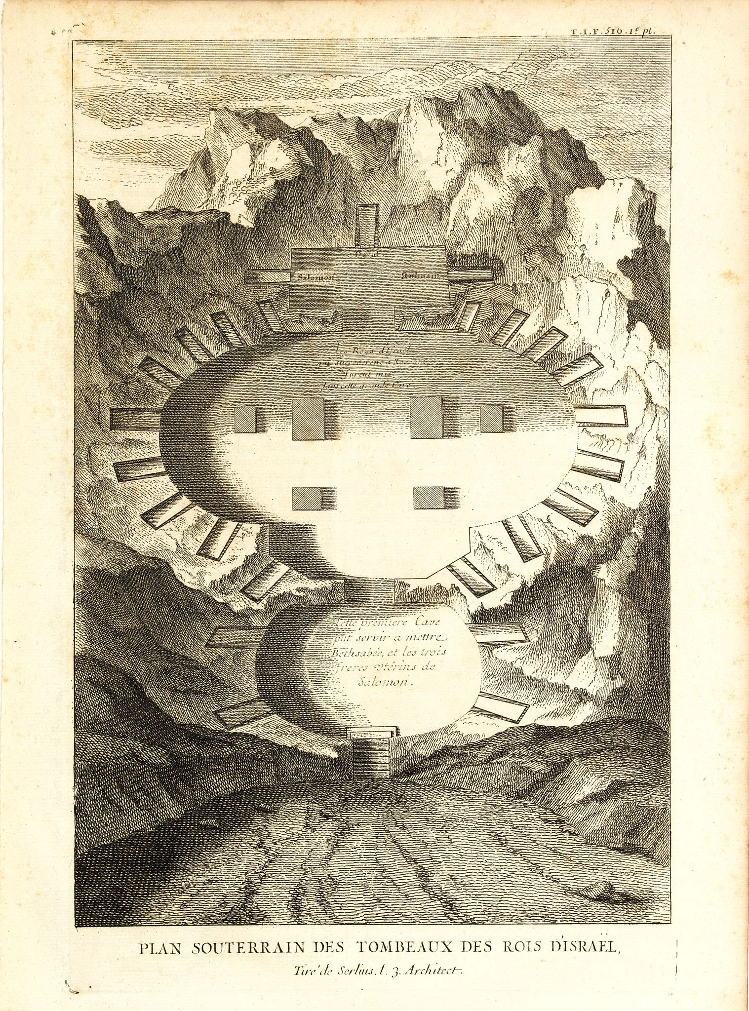 BLANCHARD, Th., Plan souterrain des tombeaux des rois d'Israël., antique map, old maps