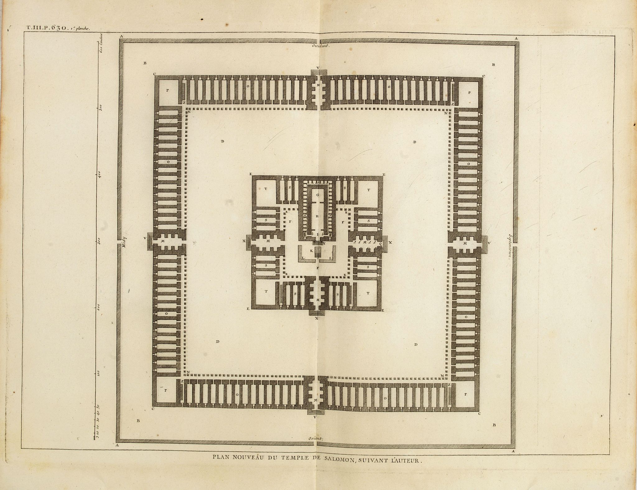 BLANCHARD, Th., Plan nouveau du temple de Salomon, suivant l'auteur., antique map, old maps
