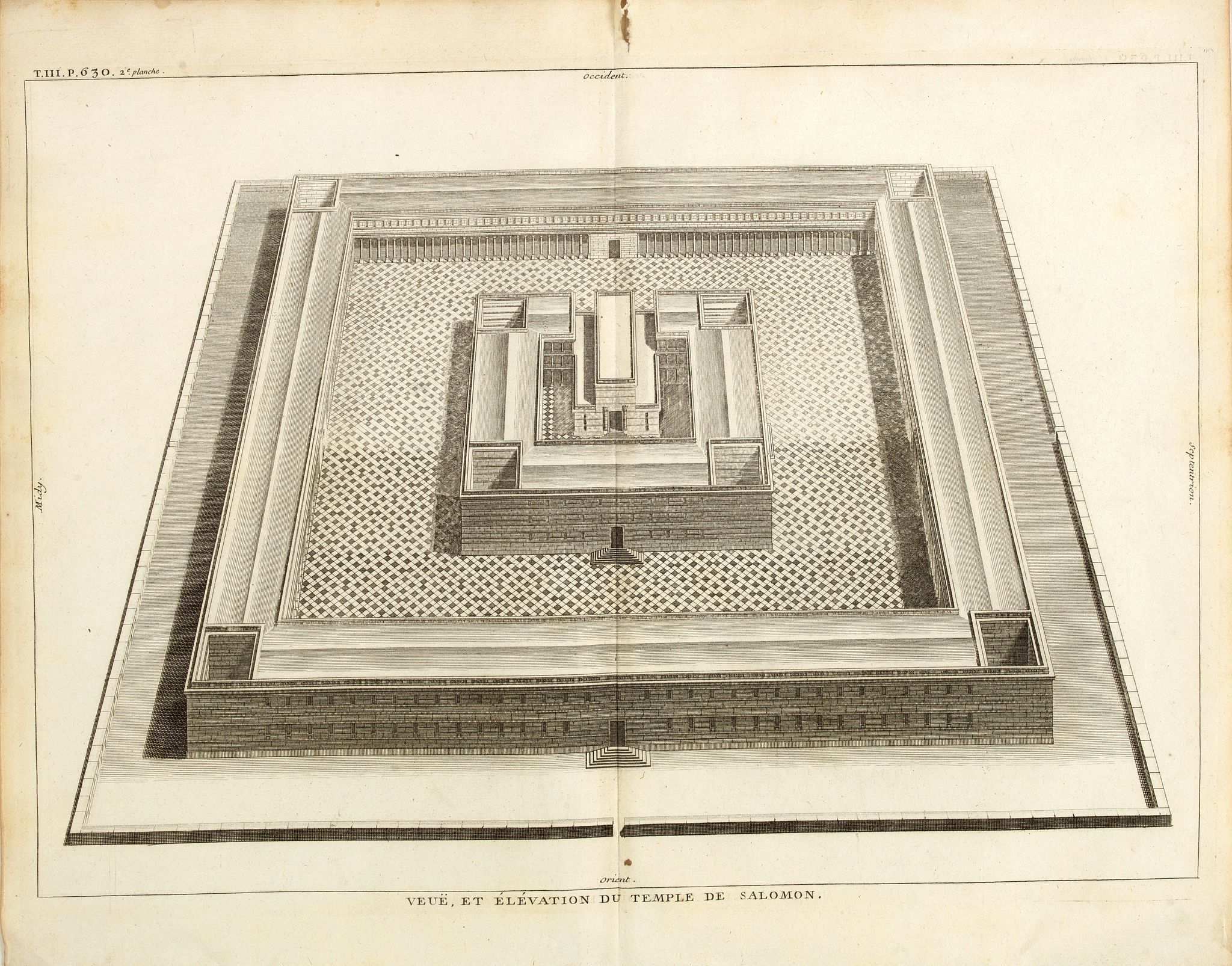 BLANCHARD, Th., Veuë, et évélation du temple de Salomon., antique map, old maps