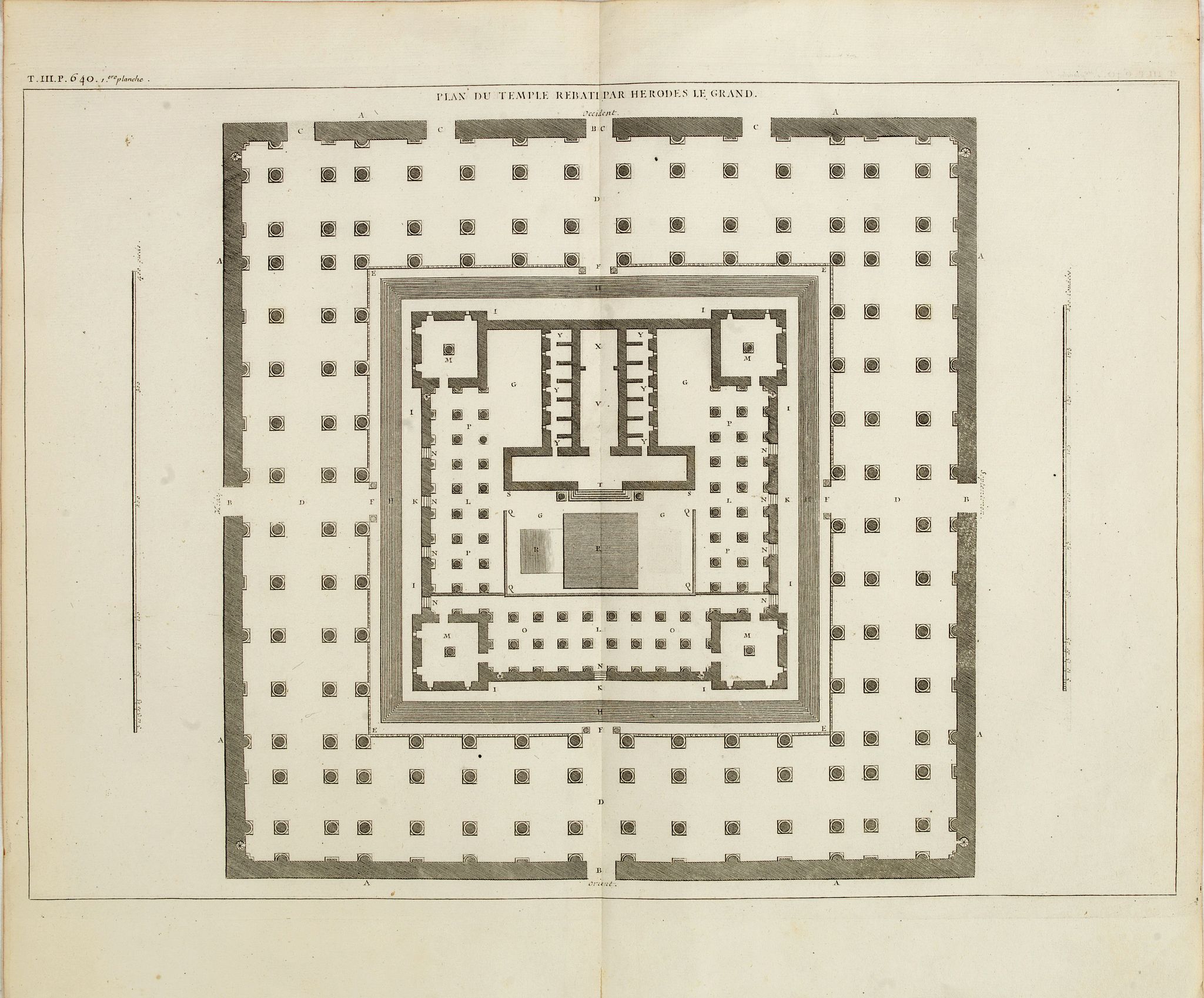 BLANCHARD, Th., Plan du temple rebati par herodes le grand., antique map, old maps