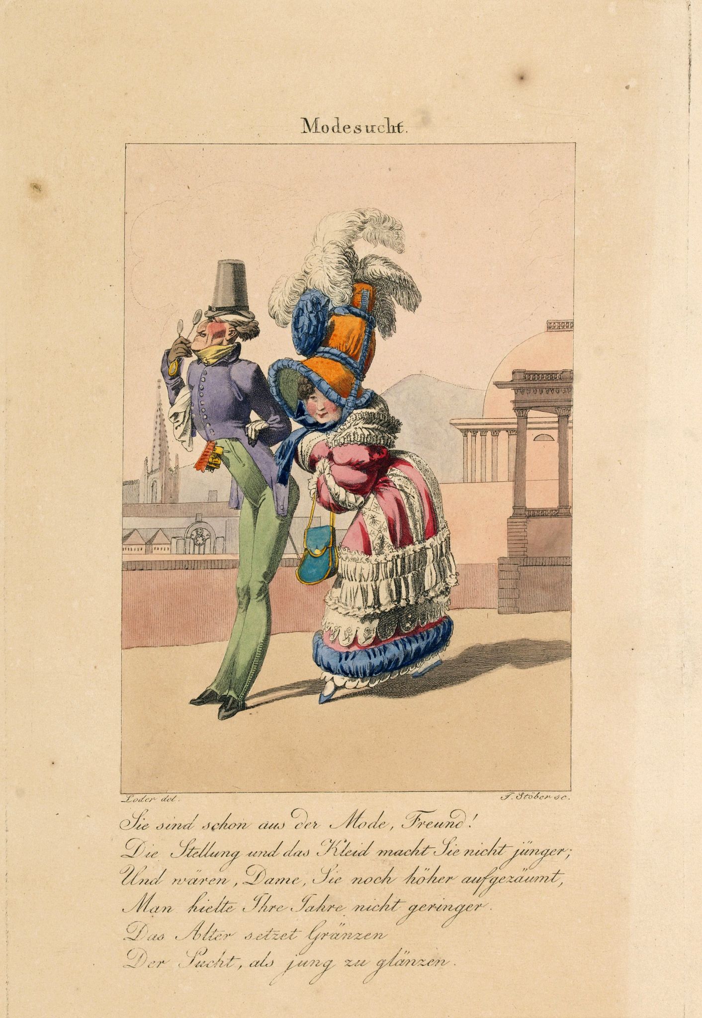 STÖBER, J., Modesucht., antique map, old maps