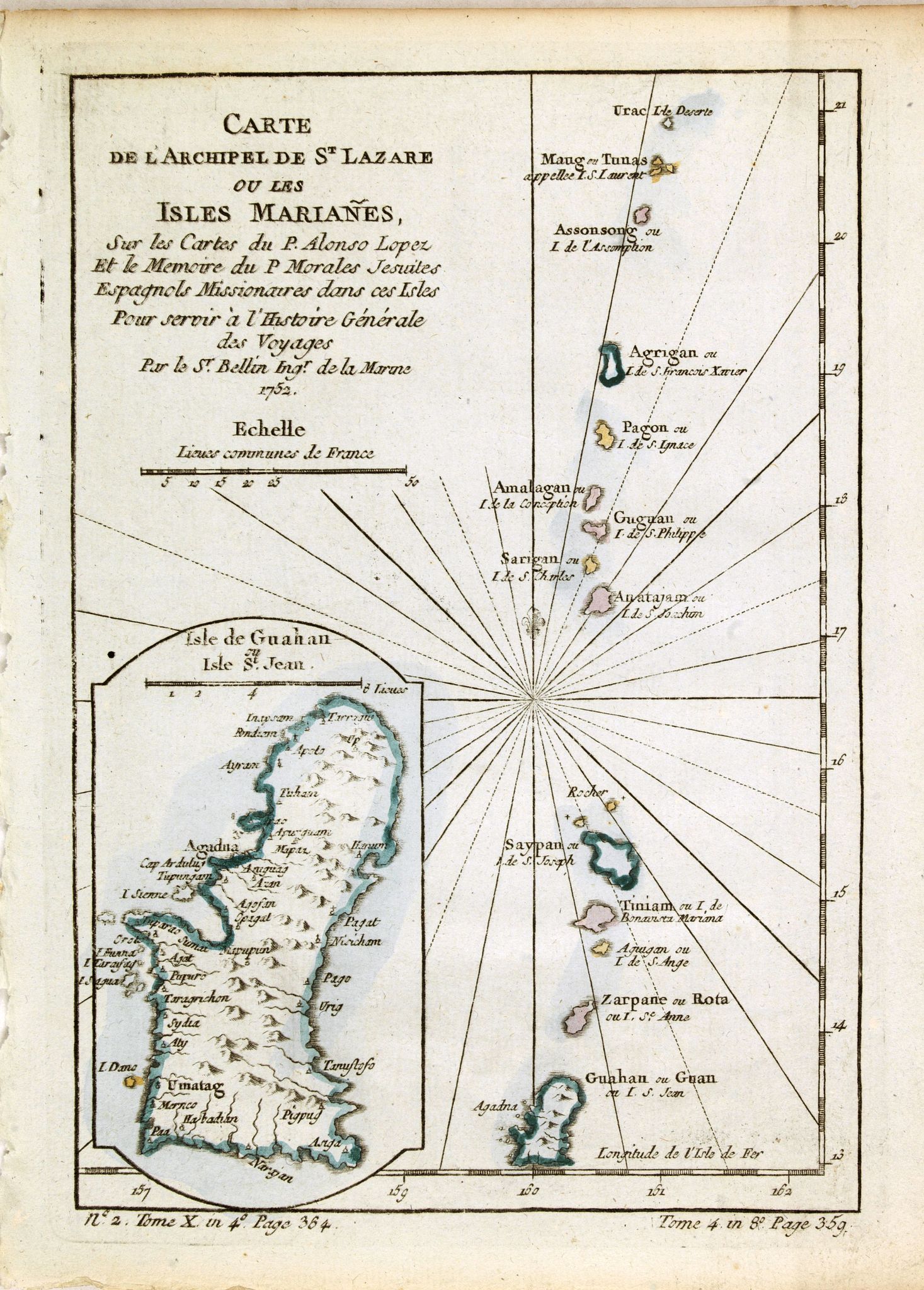 BELLIN, J.N., Carte de l'Archipel de St Lazare ou les Isles Marianes., antique map, old maps