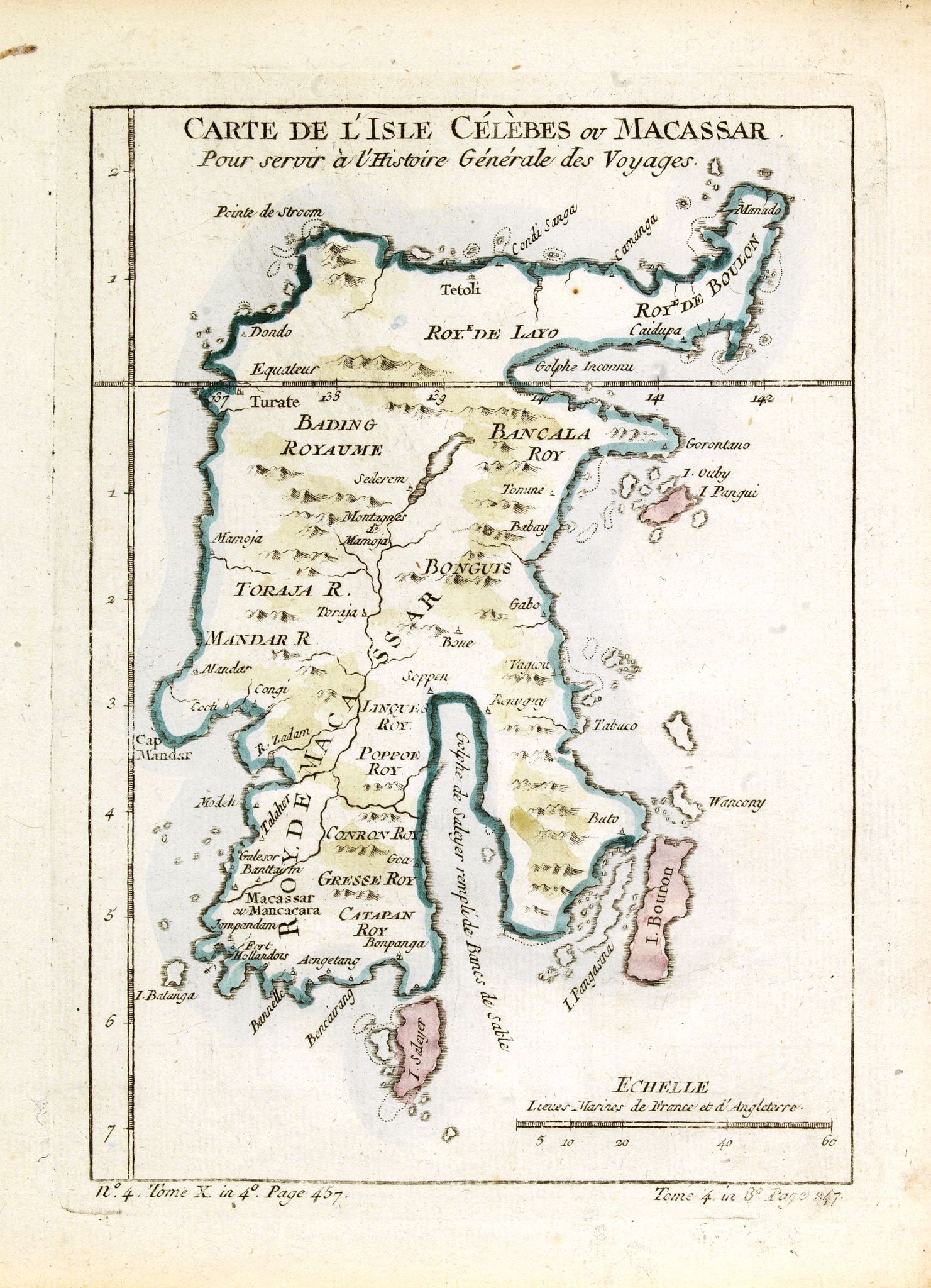 BELLIN, J.N., Carte de l'Isle Célèbres ou Macassar, pour servir à l'Histoire Générale des Voyages., antique map, old maps