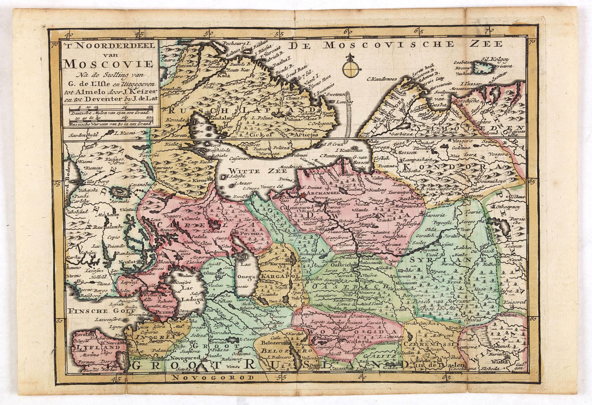 KEIZER, J. / DE LAT, J., Het oosterdeel van de Moscoviesche Tarters. . ., antique map, old maps