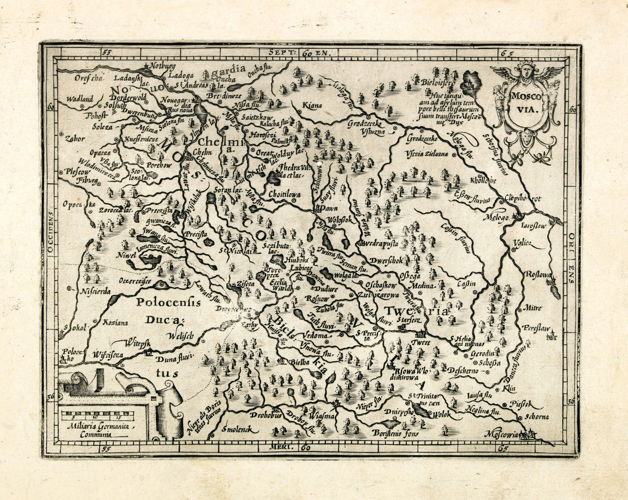 HONDIUS, J., Moscovia., antique map, old maps