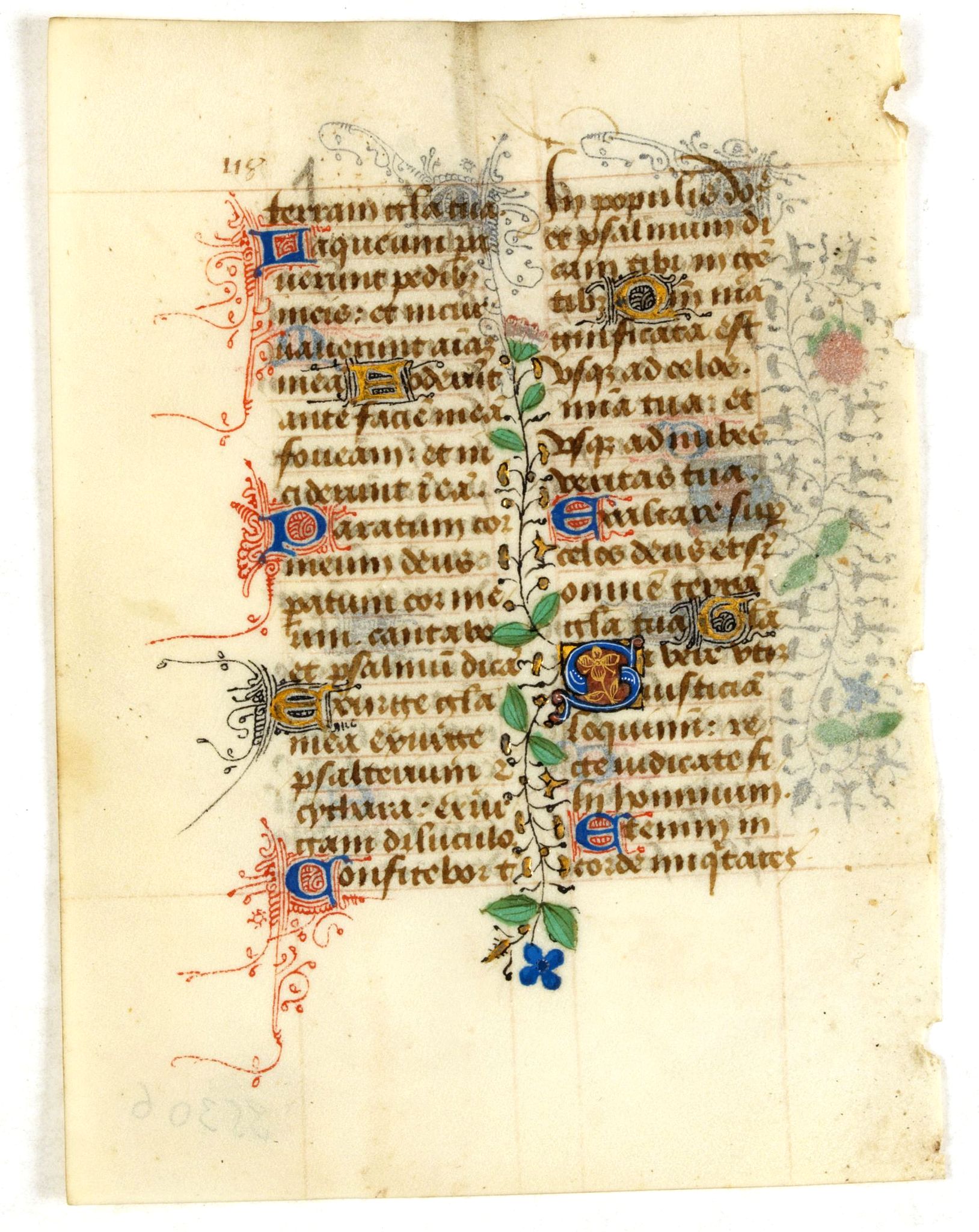 BOOK OF HOURS., Leave from a Book of Hours on vellum., antique map, old maps