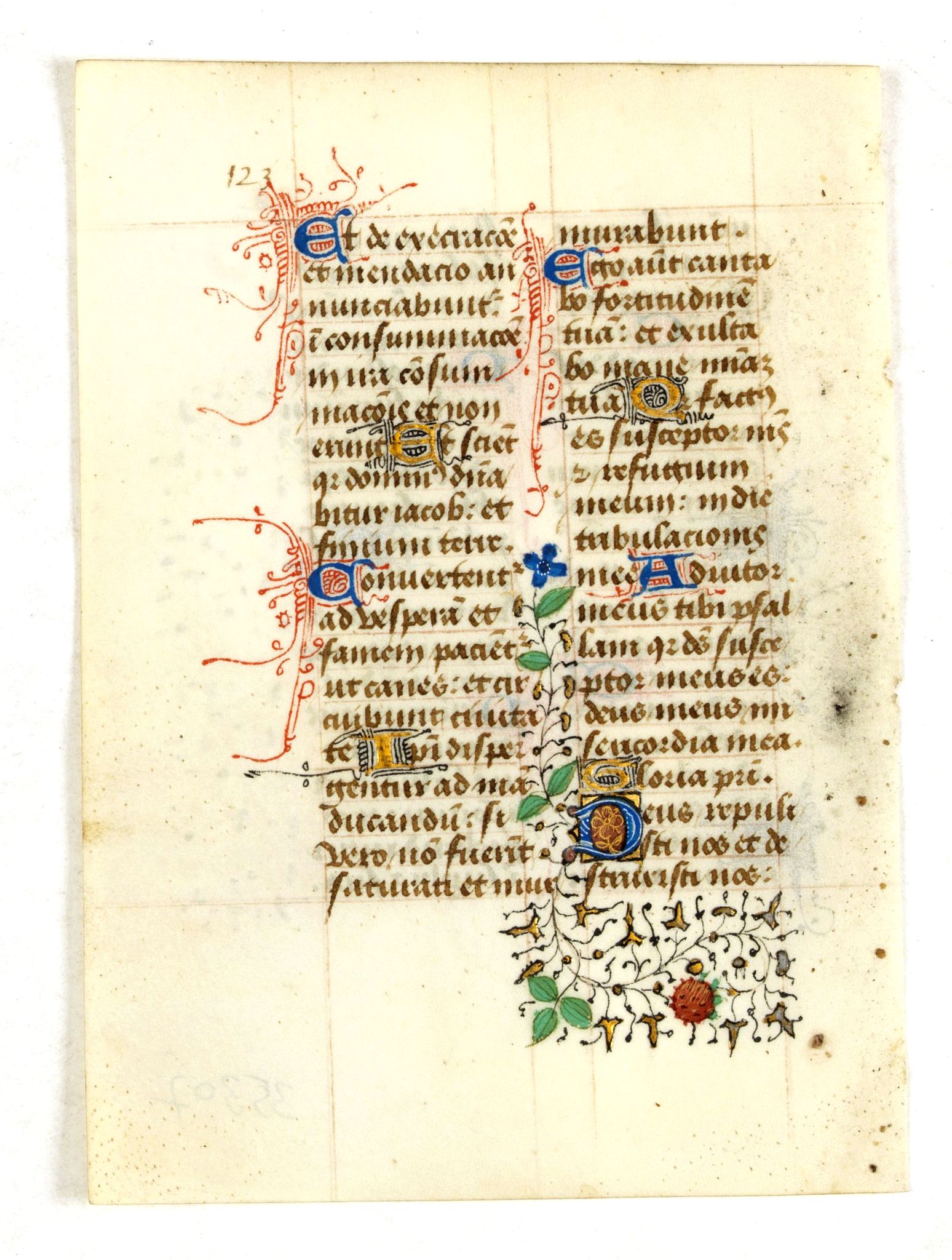 BOOK OF HOURS., Leave from a Book of Hours on vellum., antique map, old maps