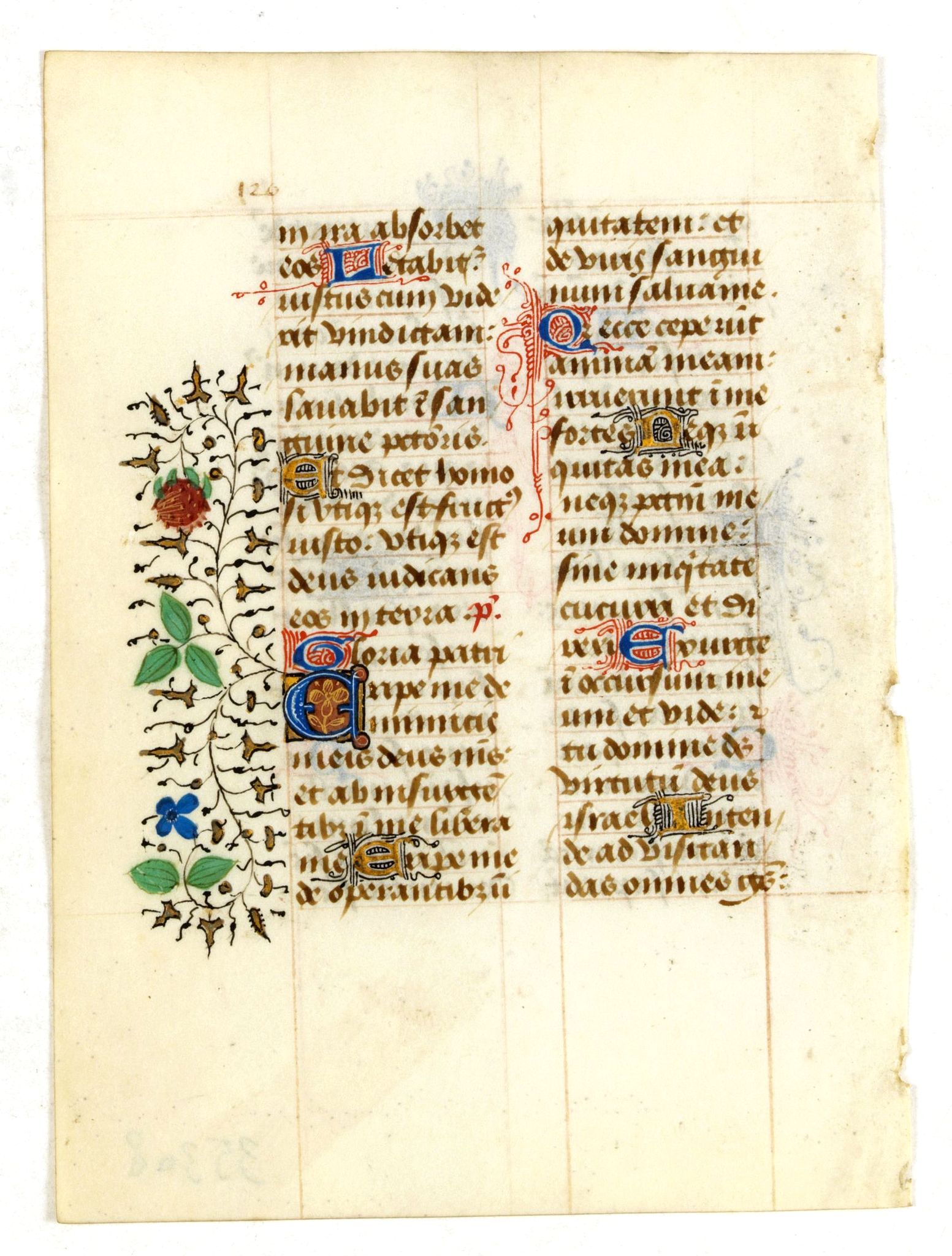BOOK OF HOURS., Leave from a Book of Hours on vellum., antique map, old maps