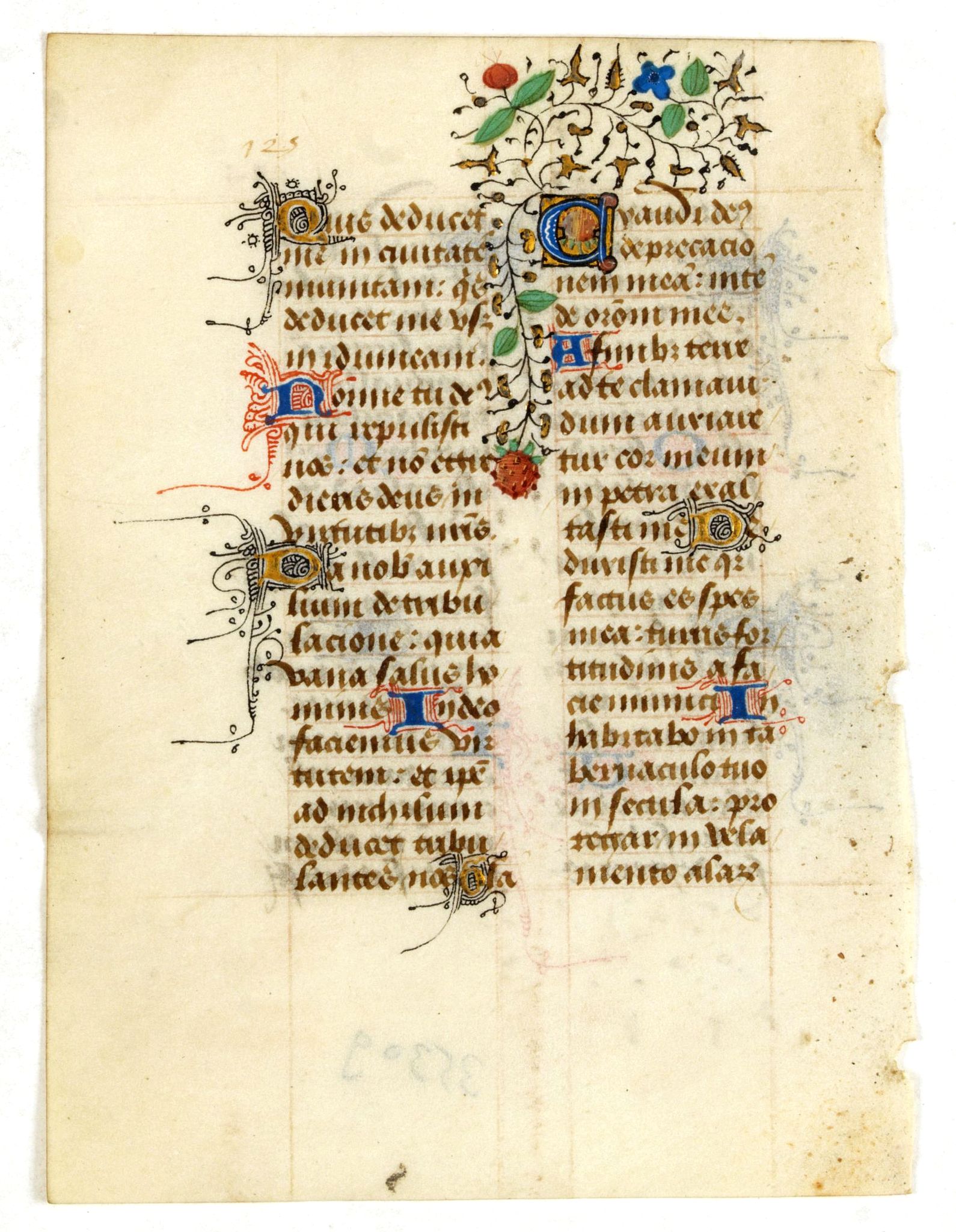 BOOK OF HOURS., Leave from a Book of Hours on vellum., antique map, old maps
