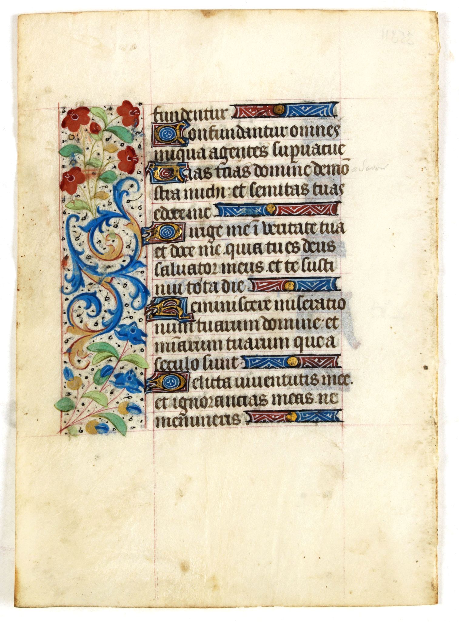 BOOK OF HOURS., Manuscript leaf from a Book of Hours on vellum., antique map, old maps