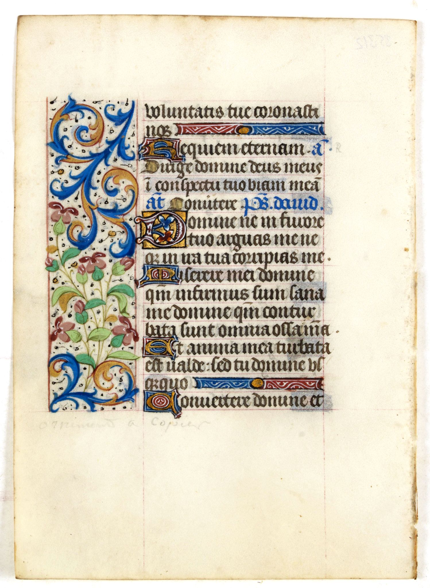 BOOK OF HOURS., Manuscript leaf from a Book of Hours on vellum., antique map, old maps