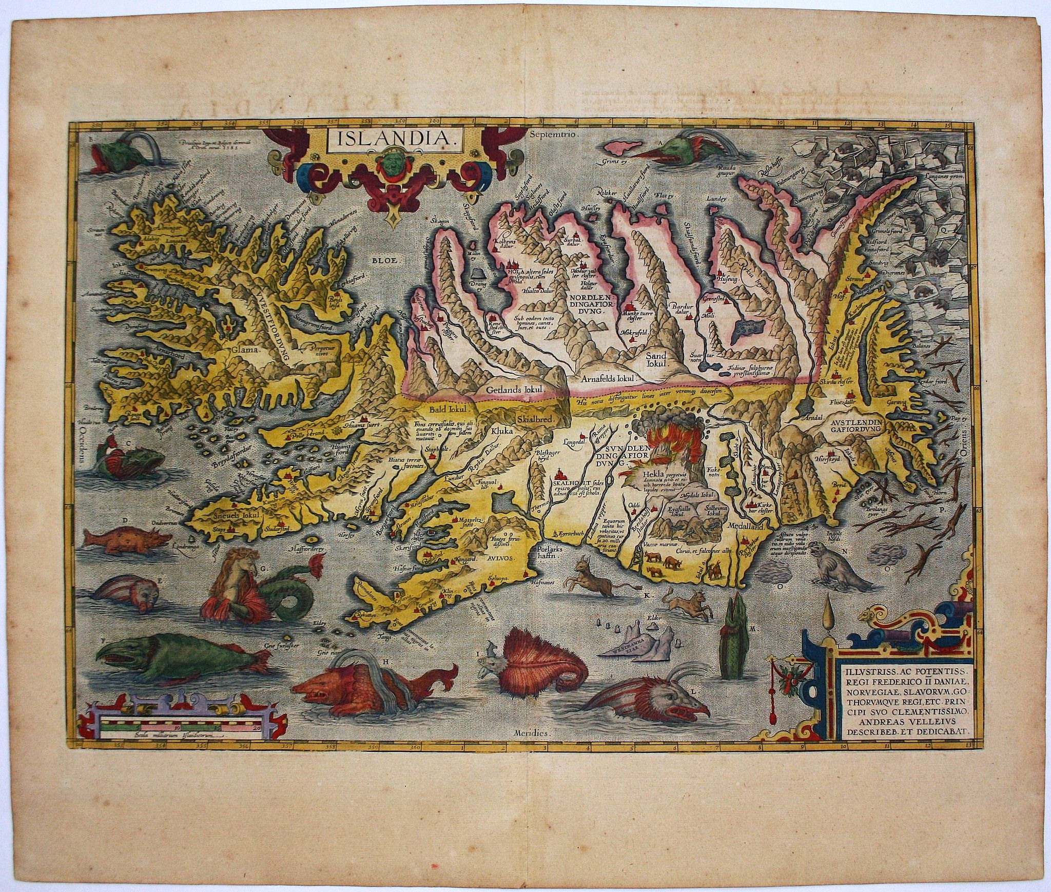 ORTELIUS, A., Islandia., antique map, old maps