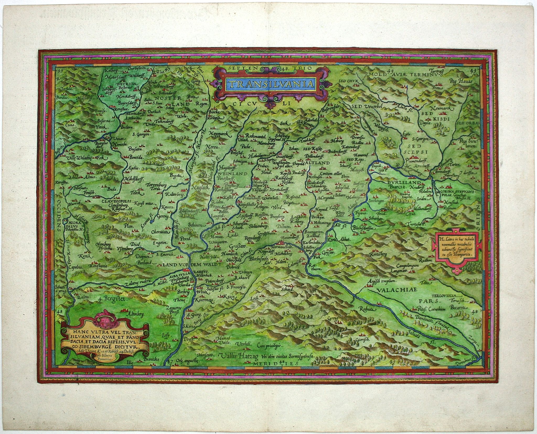 ORTELIUS, A., Transilvania., antique map, old maps