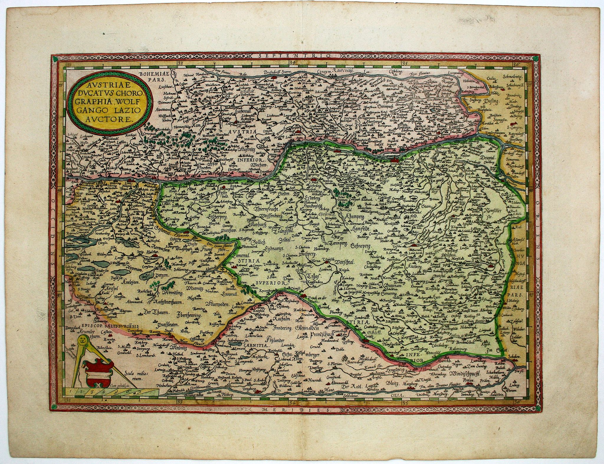 ORTELIUS, A., Austriae Ducatus Chorographia, Wolfgango Lazio Auctore., antique map, old maps