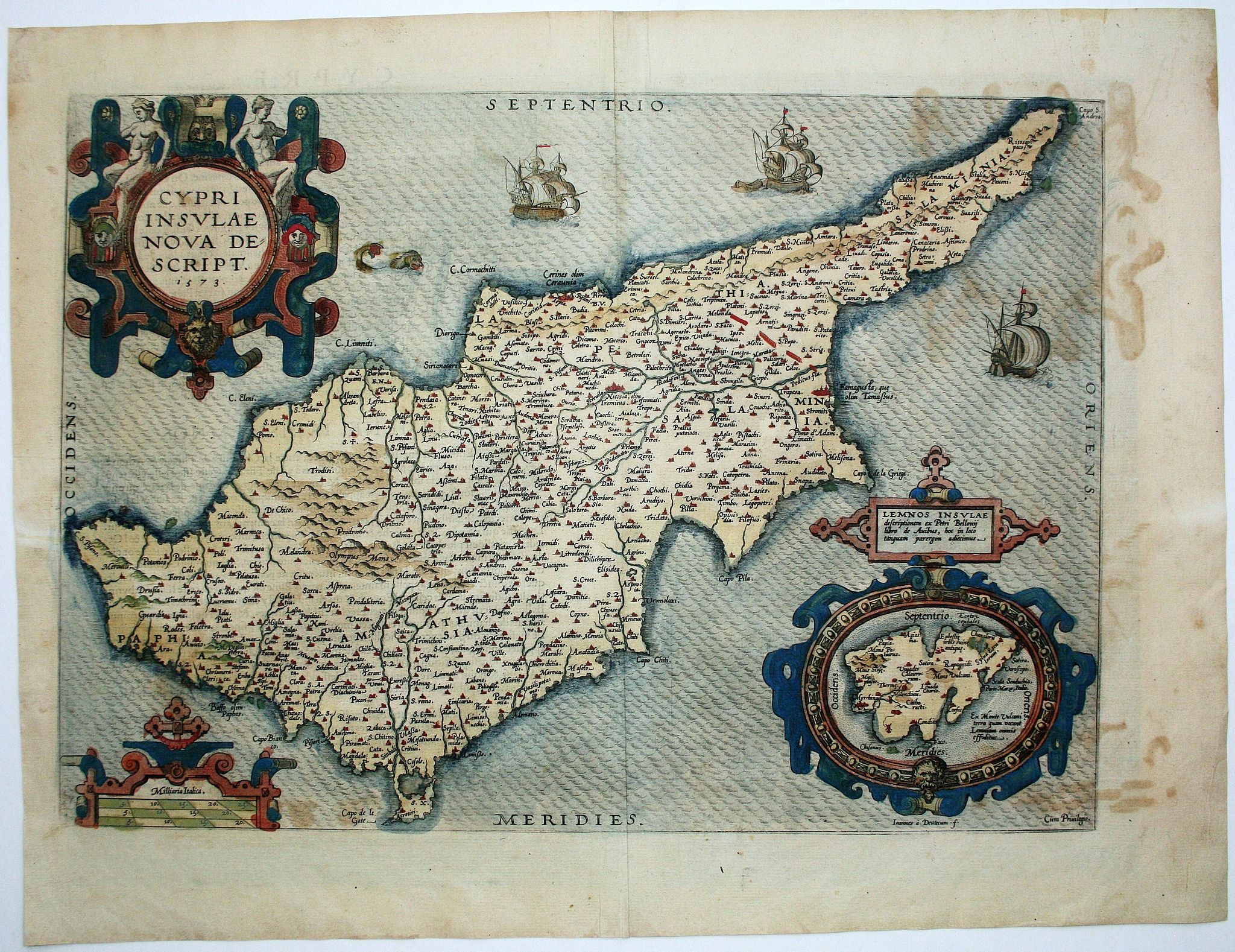 ORTELIUS, A., Cypri Insulae Nova descript. 1573., antique map, old maps