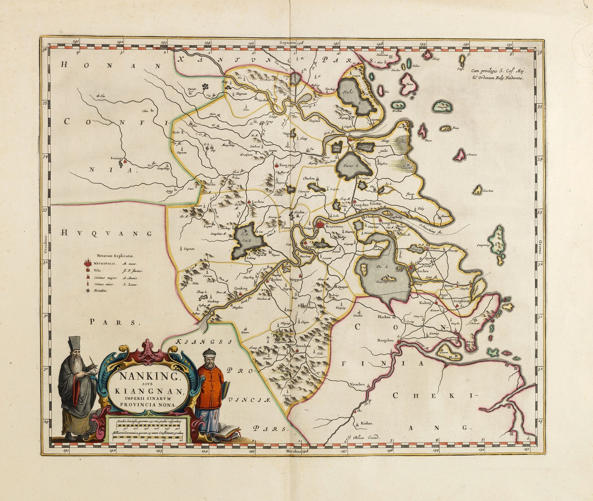 BLAEU, J., Nanking, sive Kiangnan, Imperii Sinarum Provincia Nona., antique map, old maps