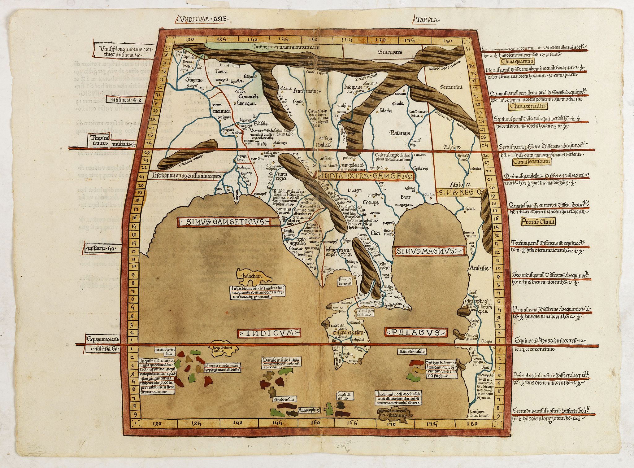 PTOLEMAEUS, C., Undecima Asie Tabula., antique map, old maps