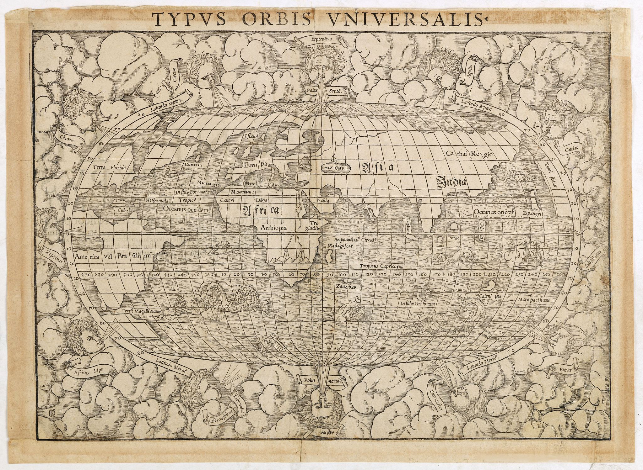 MUNSTER, S., Typus Orbis Universalis., antique map, old maps