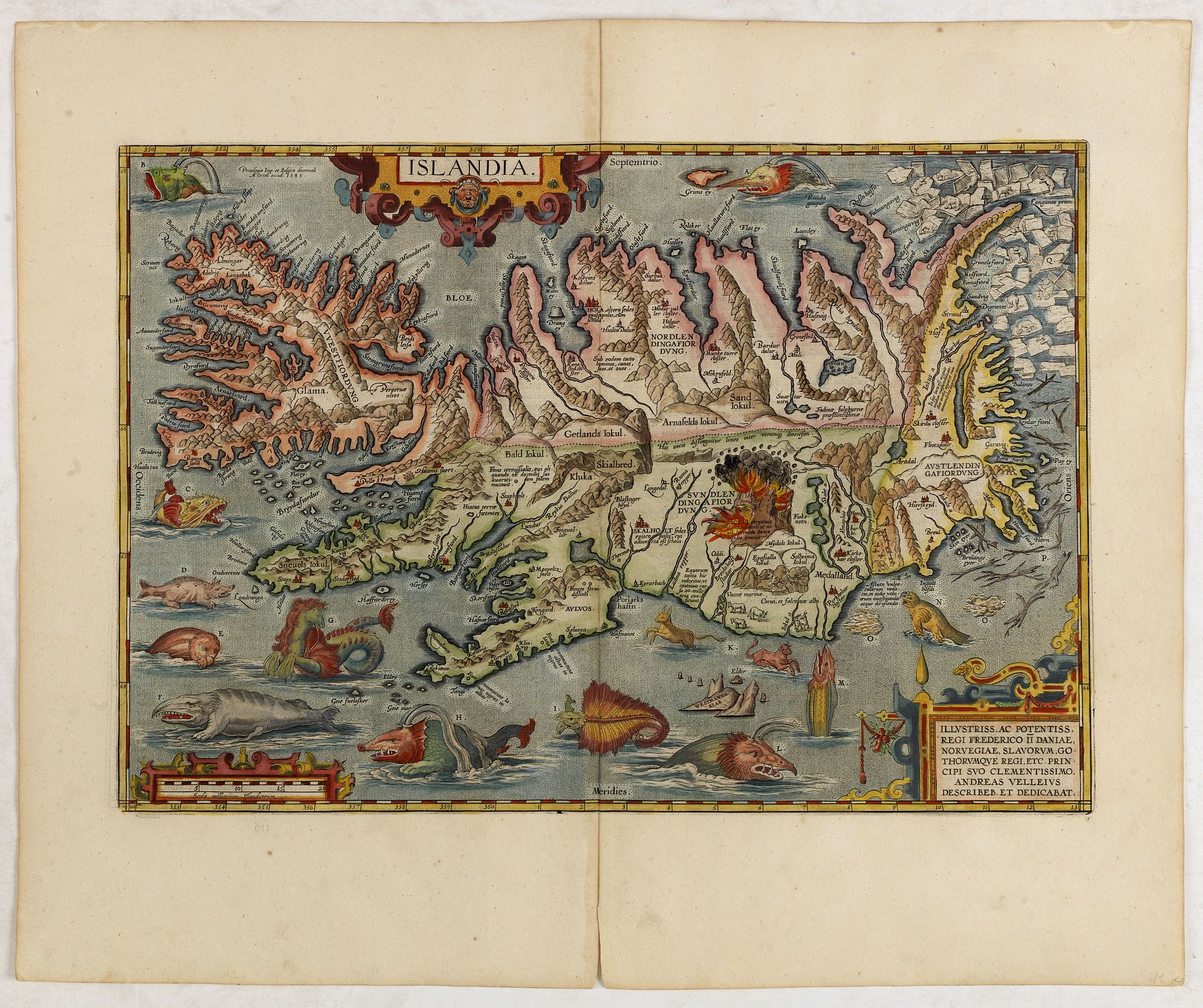 ORTELIUS, A., Islandia., antique map, old maps