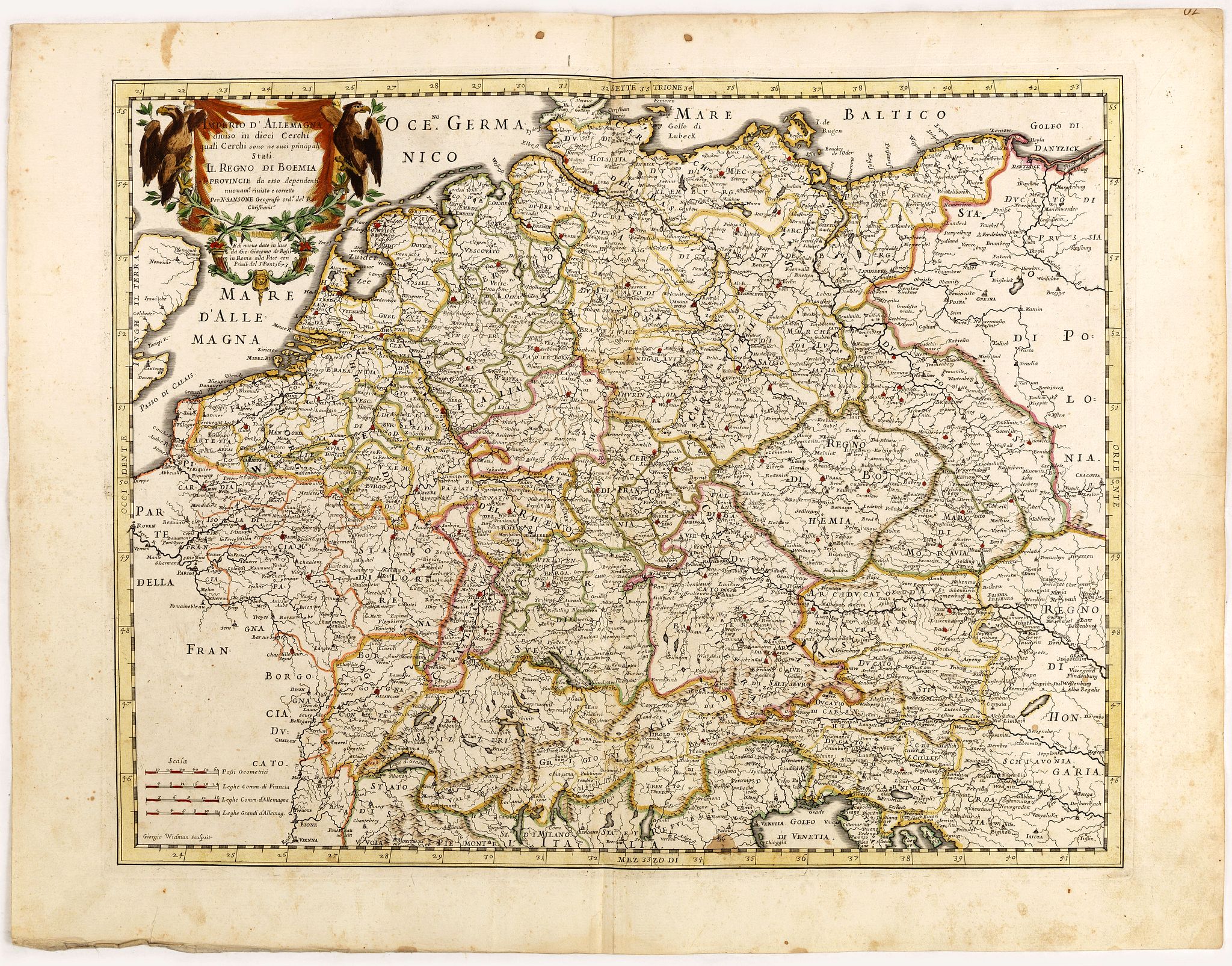 DE ROSSI, G., Imperto d'Allemagna diuiso in dieci Cerchi quali Cerchi…, antique map, old maps
