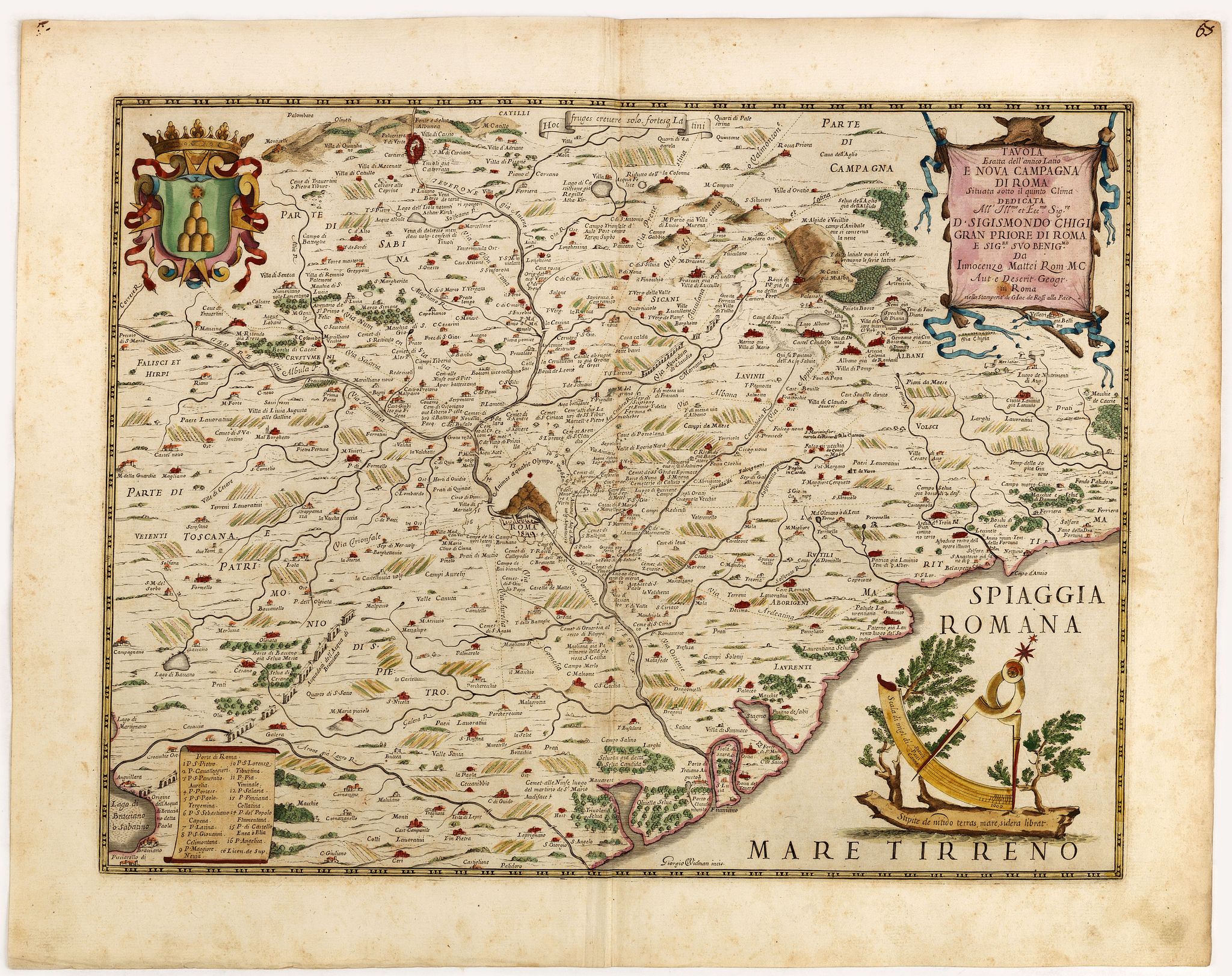 DE ROSSI, G., Tavola Esacatta dell'Antico Latio E Nova Campagna Di Roma…, antique map, old maps
