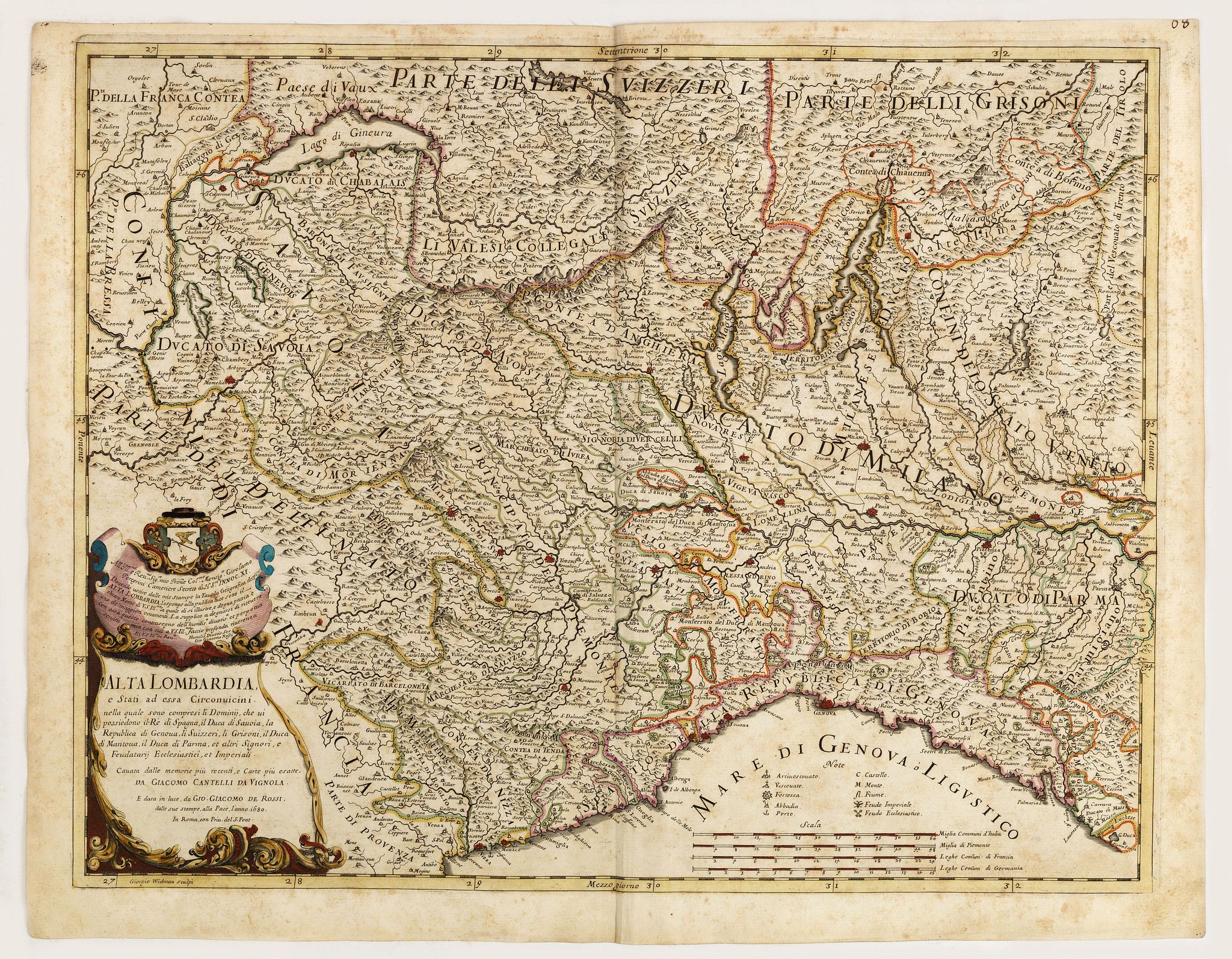 DE ROSSI, G., Alta Lombardia e stati ad essa circonuicini . . ., antique map, old maps